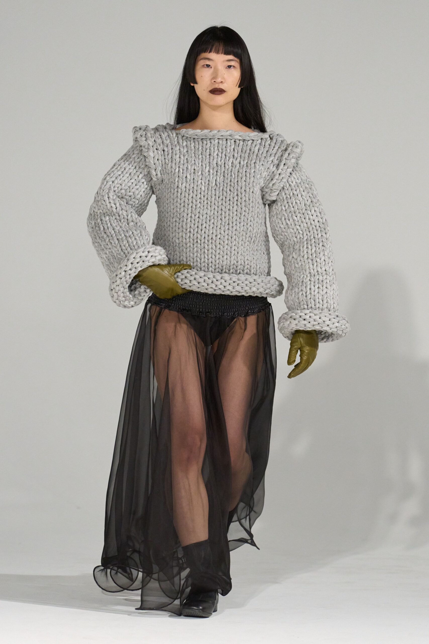 gray oversized knitted sweater