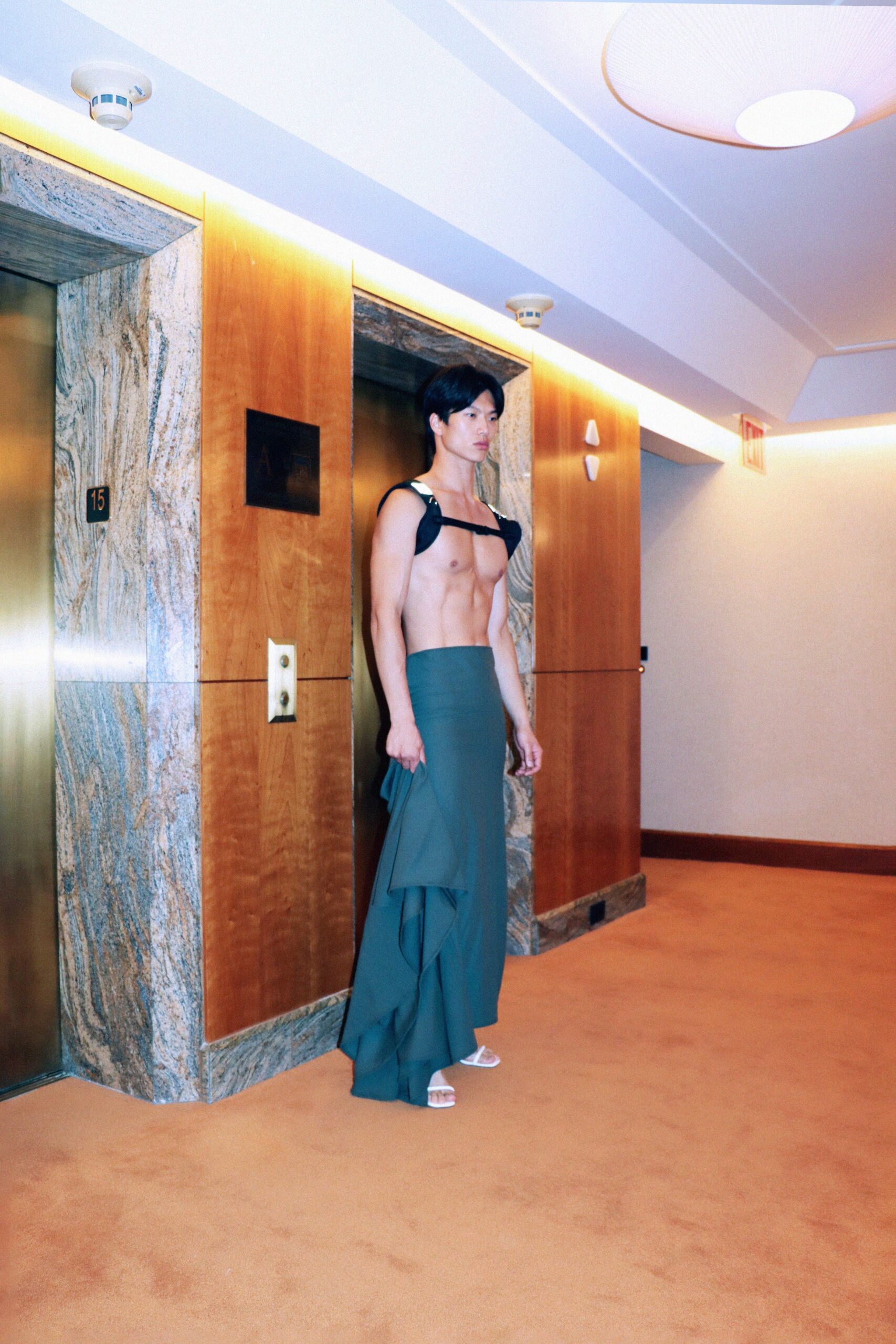 green silk asymmetric fitted tiered maxi skirt