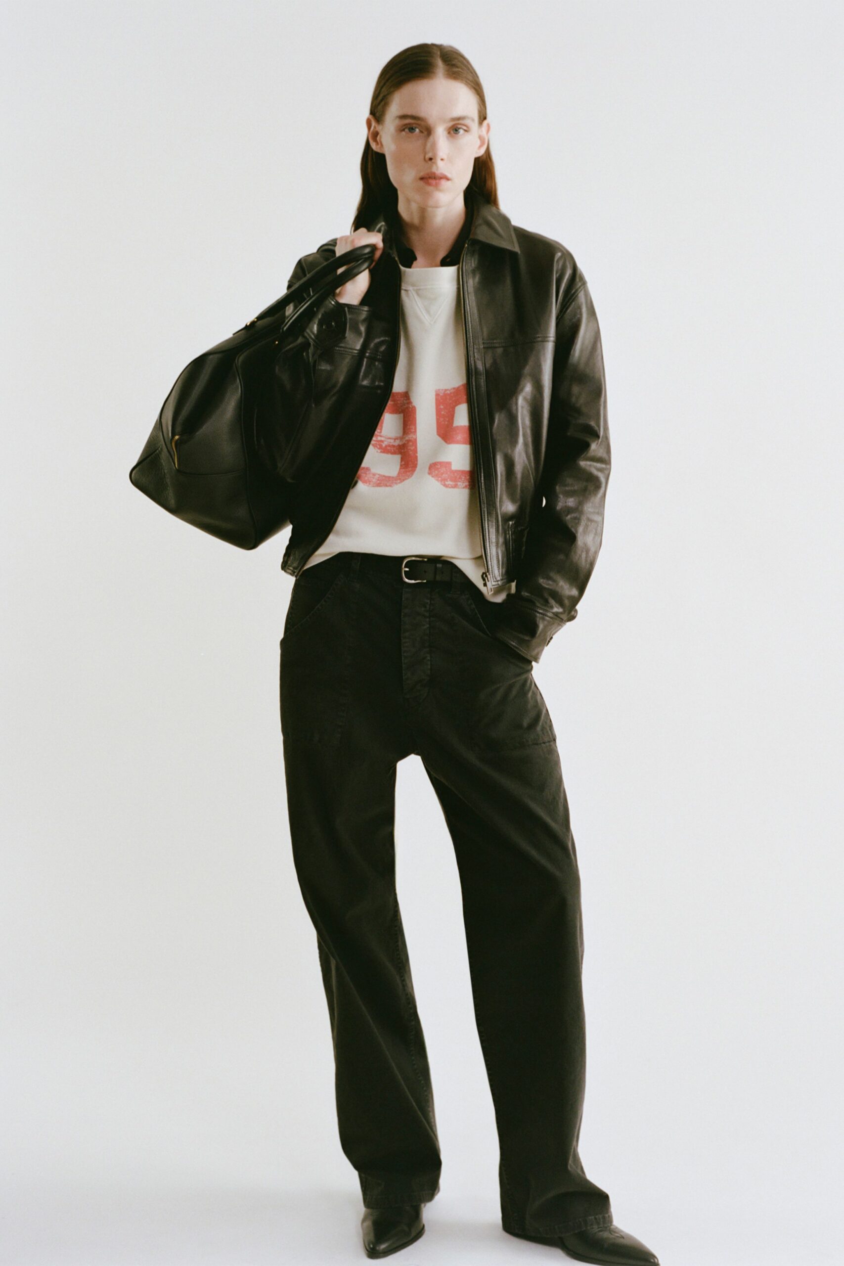 black leather jacket with t-shirt