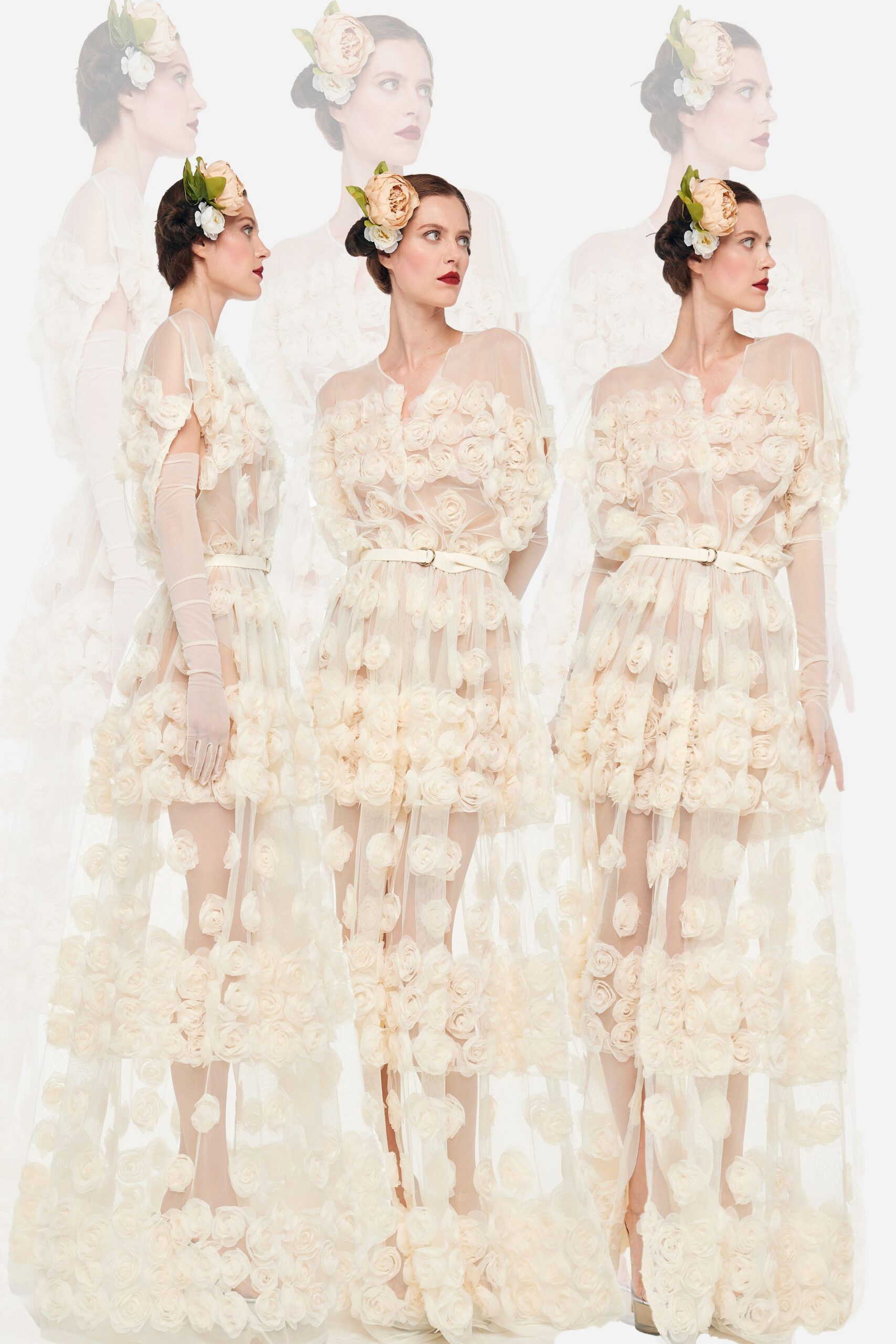 ivory floral sheer gown