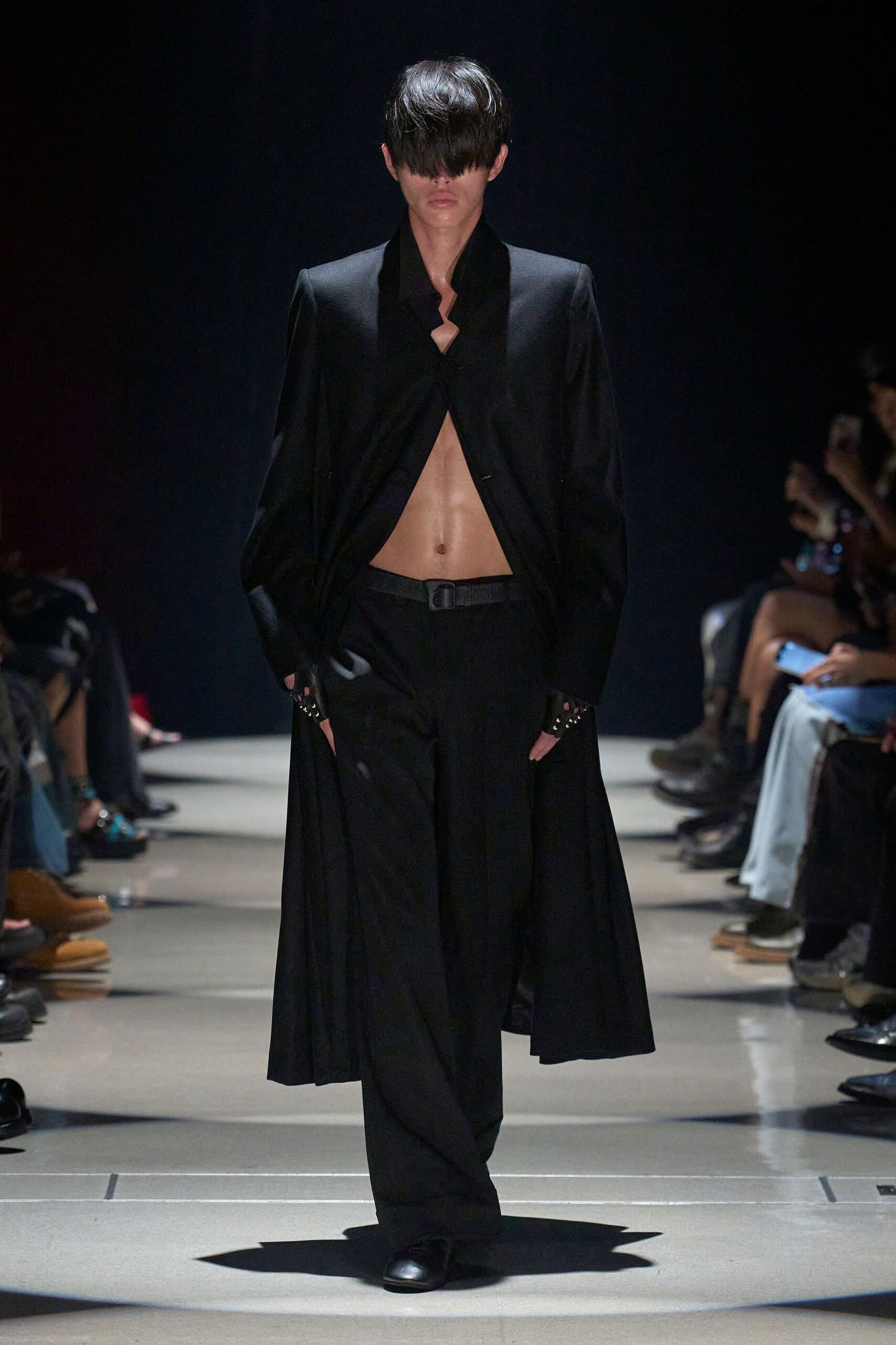 black silk coat and pants