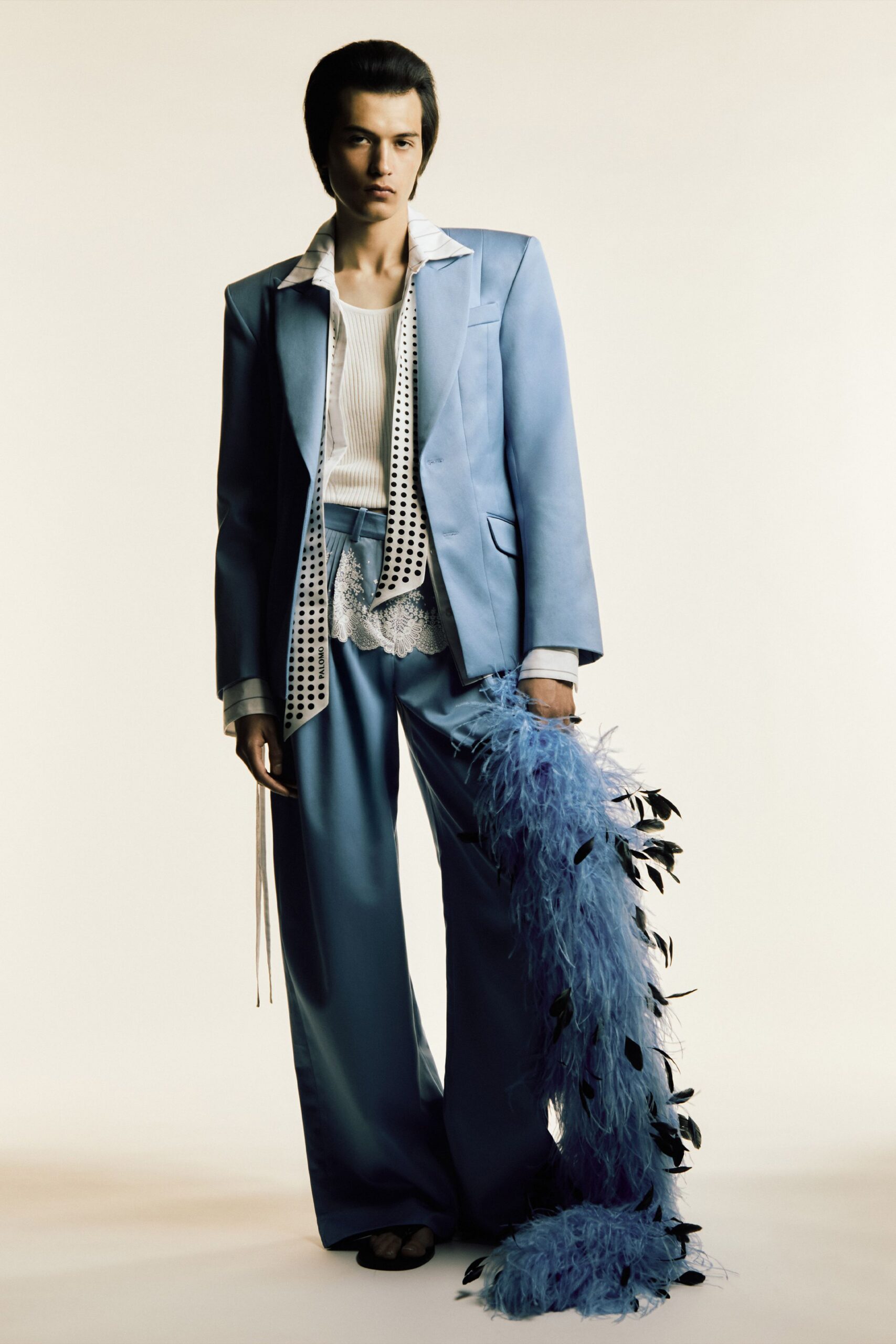 blue feather bag