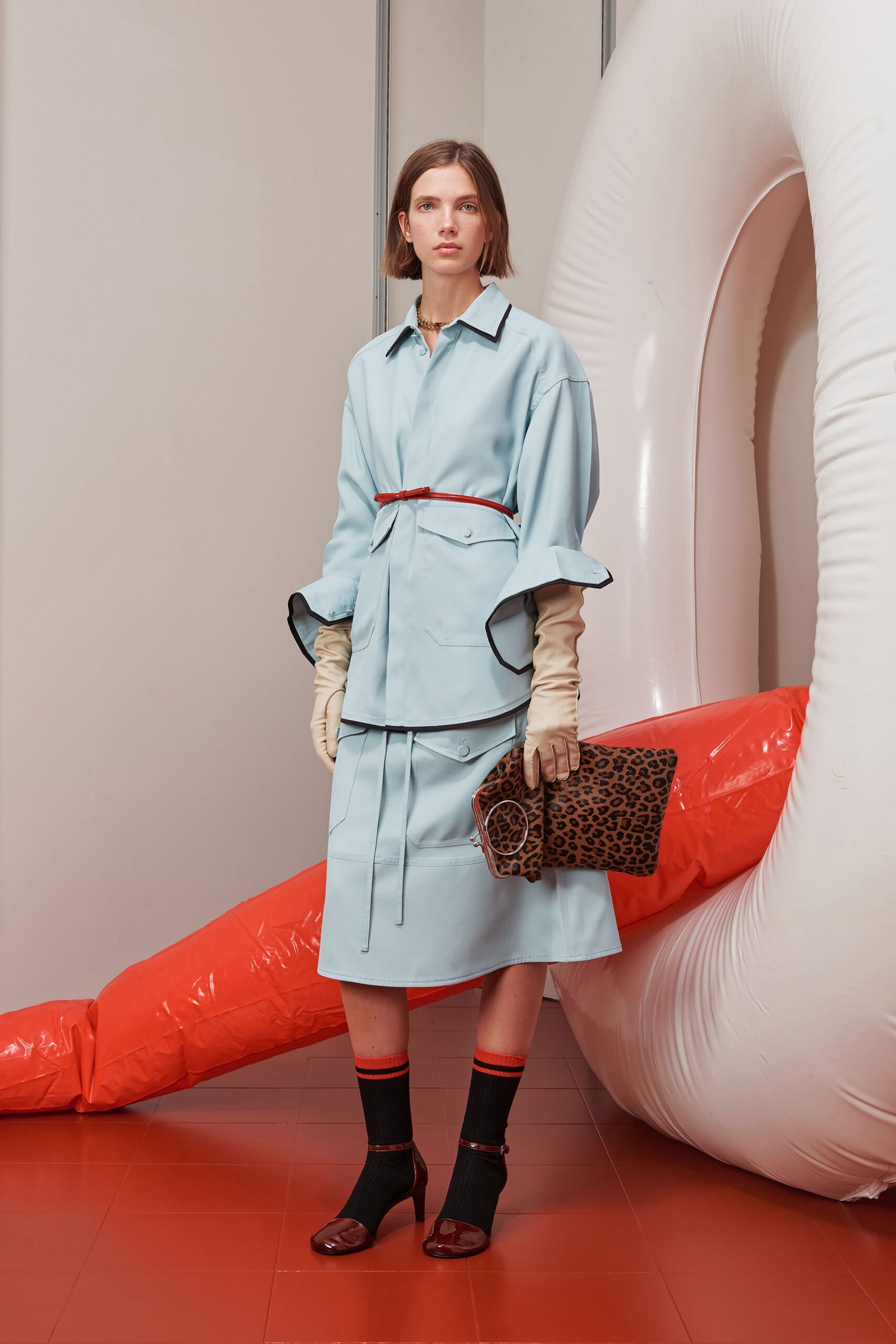 blue cotton long-sleeve collared relaxed layered shirt
