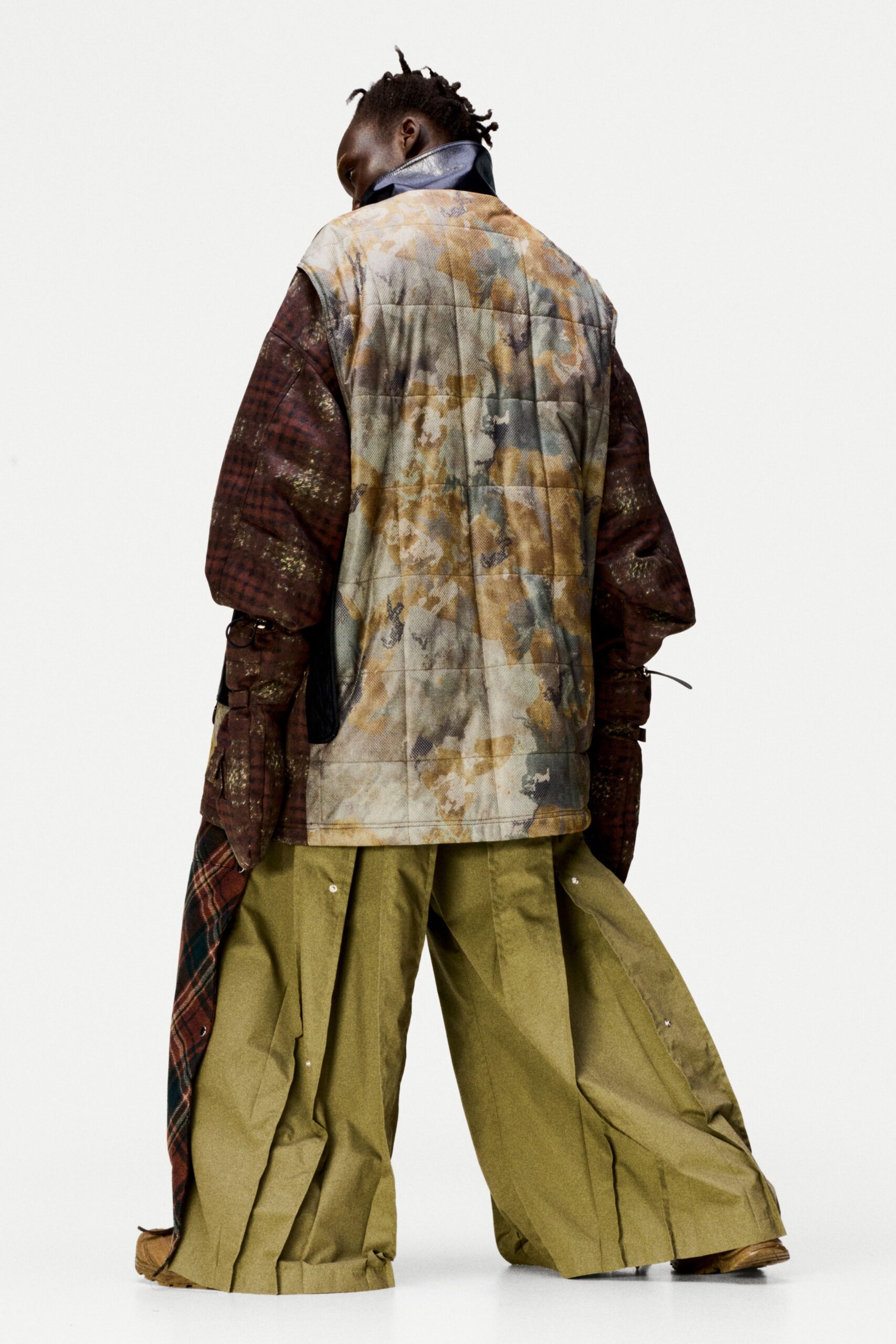 multi cotton long-sleeve oversized layered jacket