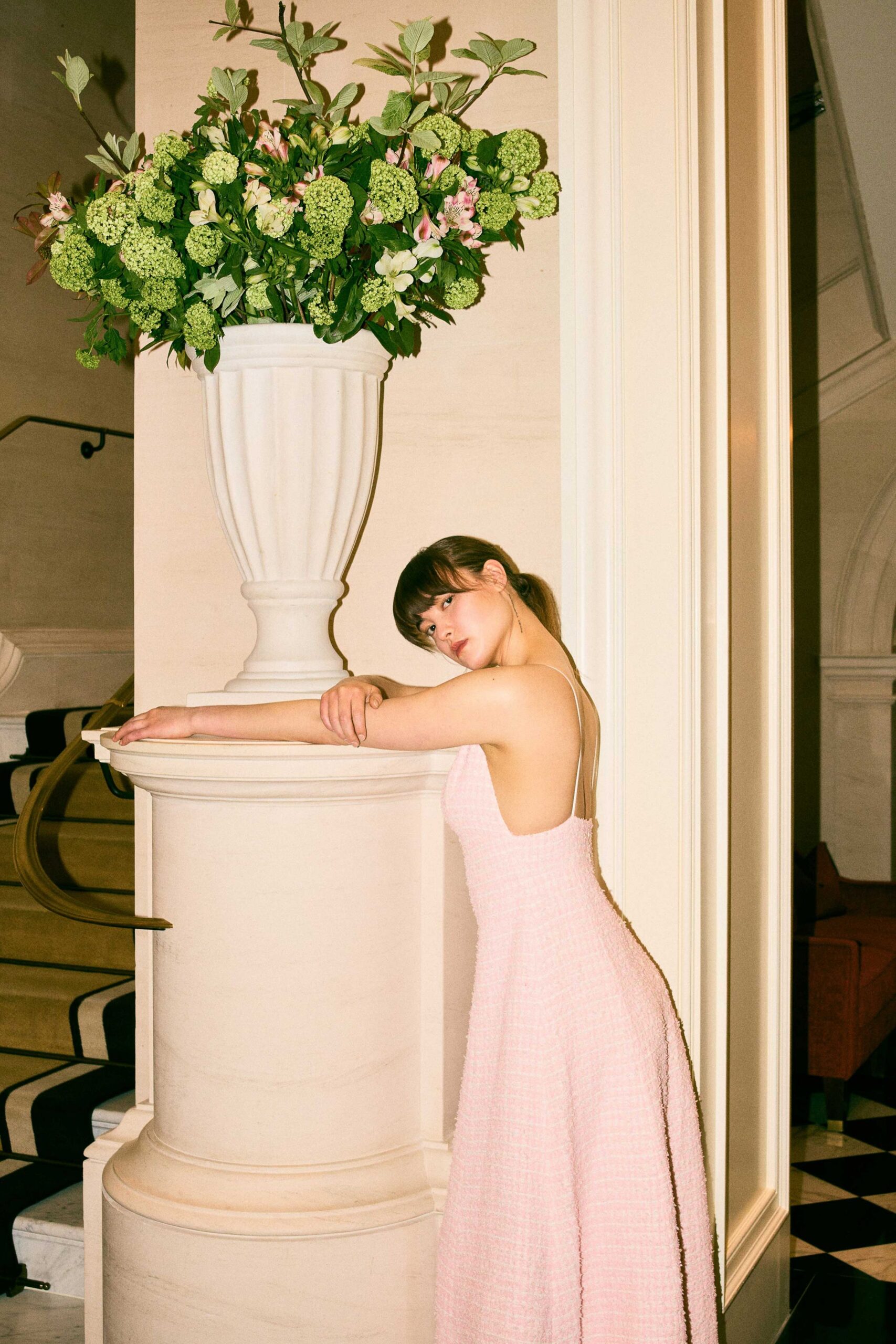 pink fitted sleeveless dress