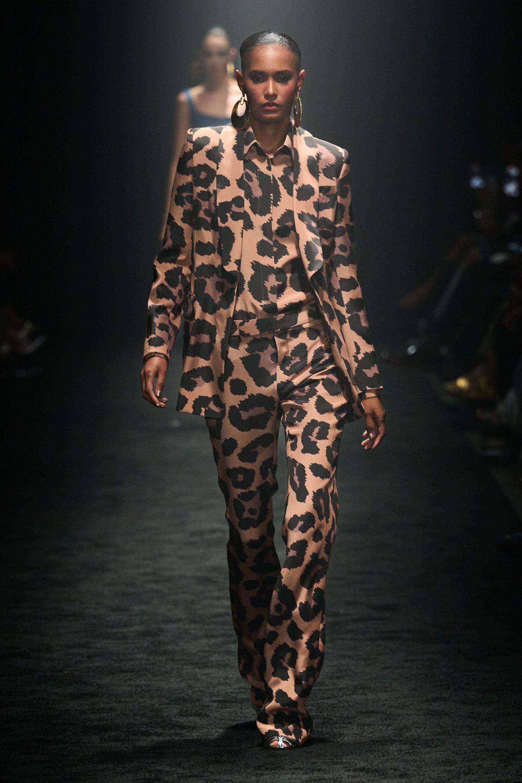 brown and black printed suit