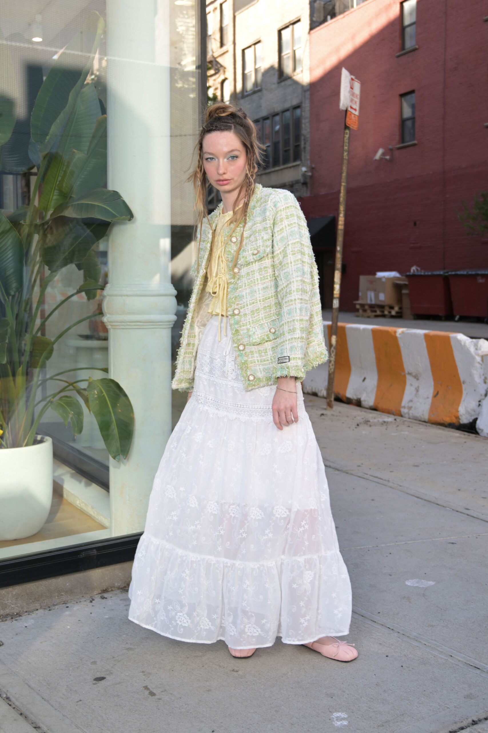 white cotton sleeveless v-neck relaxed tiered embroidered dress