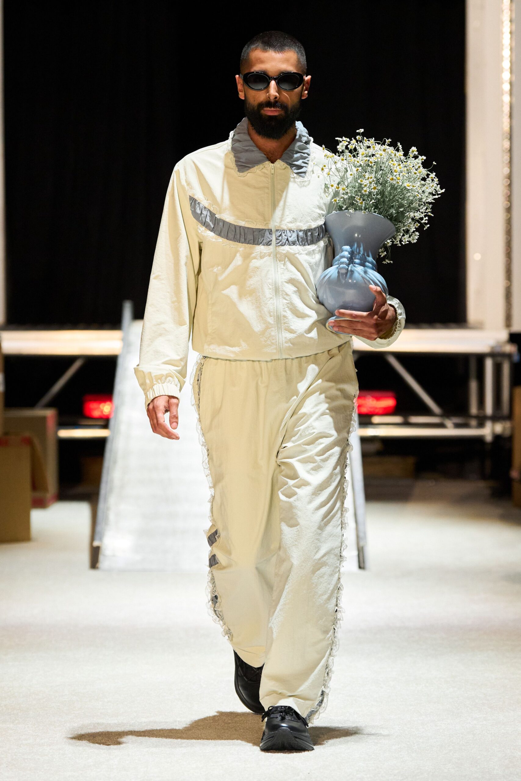 beige relaxed jacket and pants