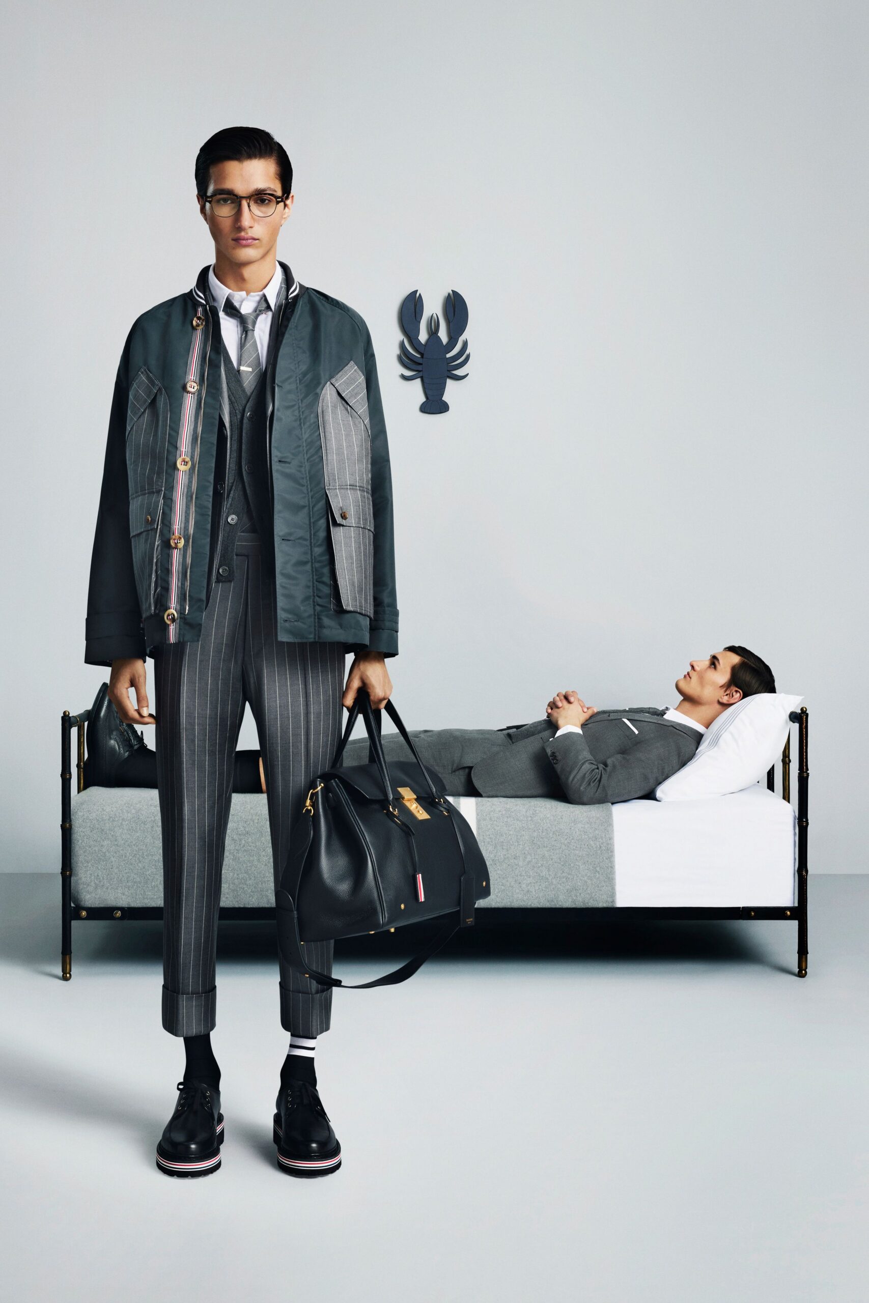 black jacket gray suit
