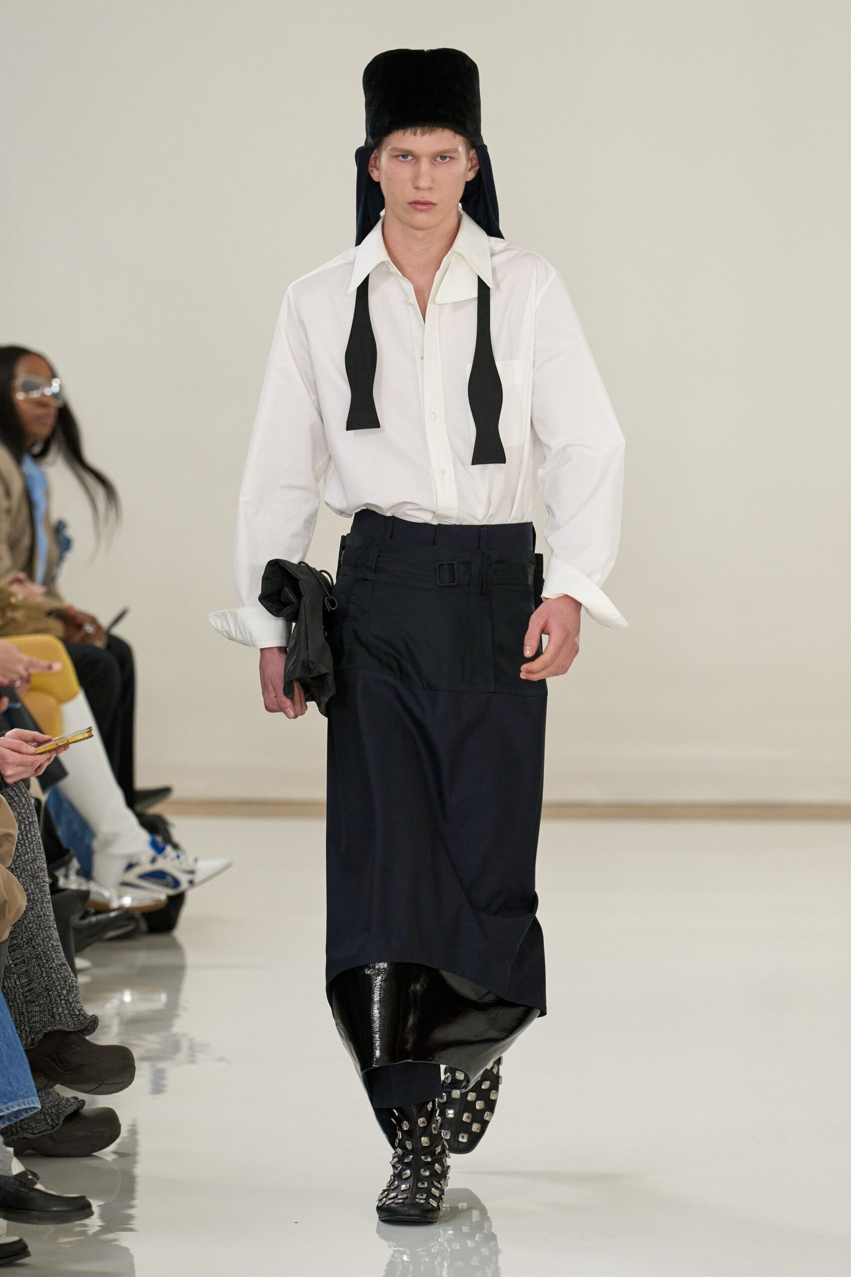white shirt black tailored pants