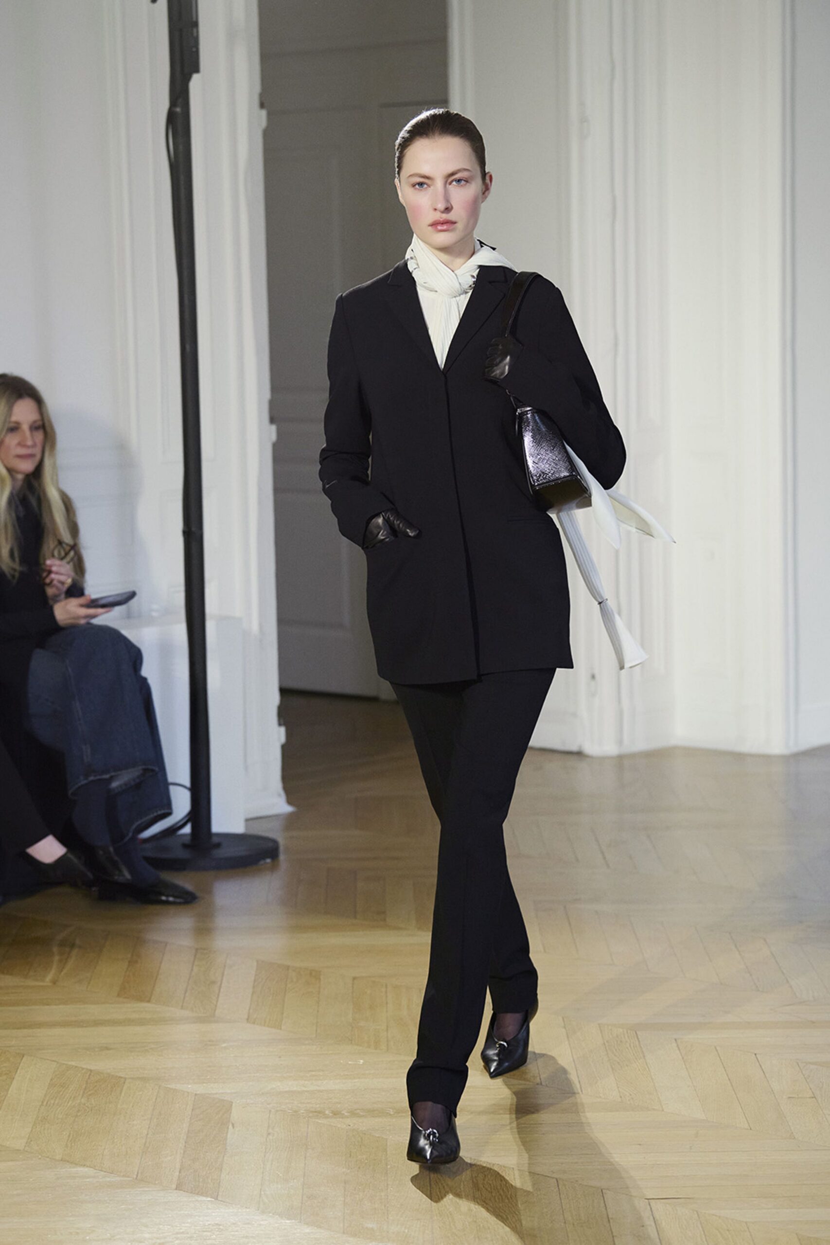 black tailored blazer and pants