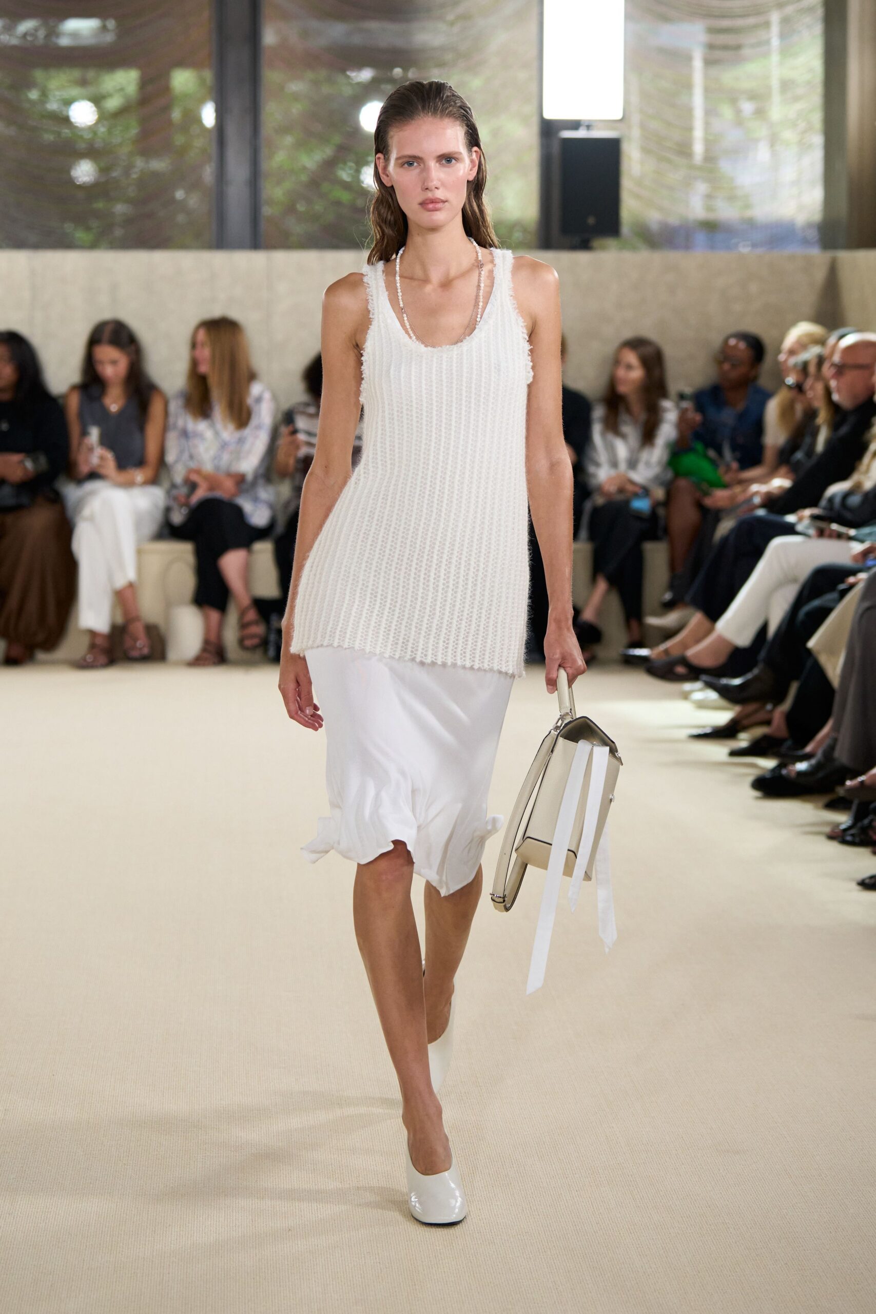 white fitted top and skirt