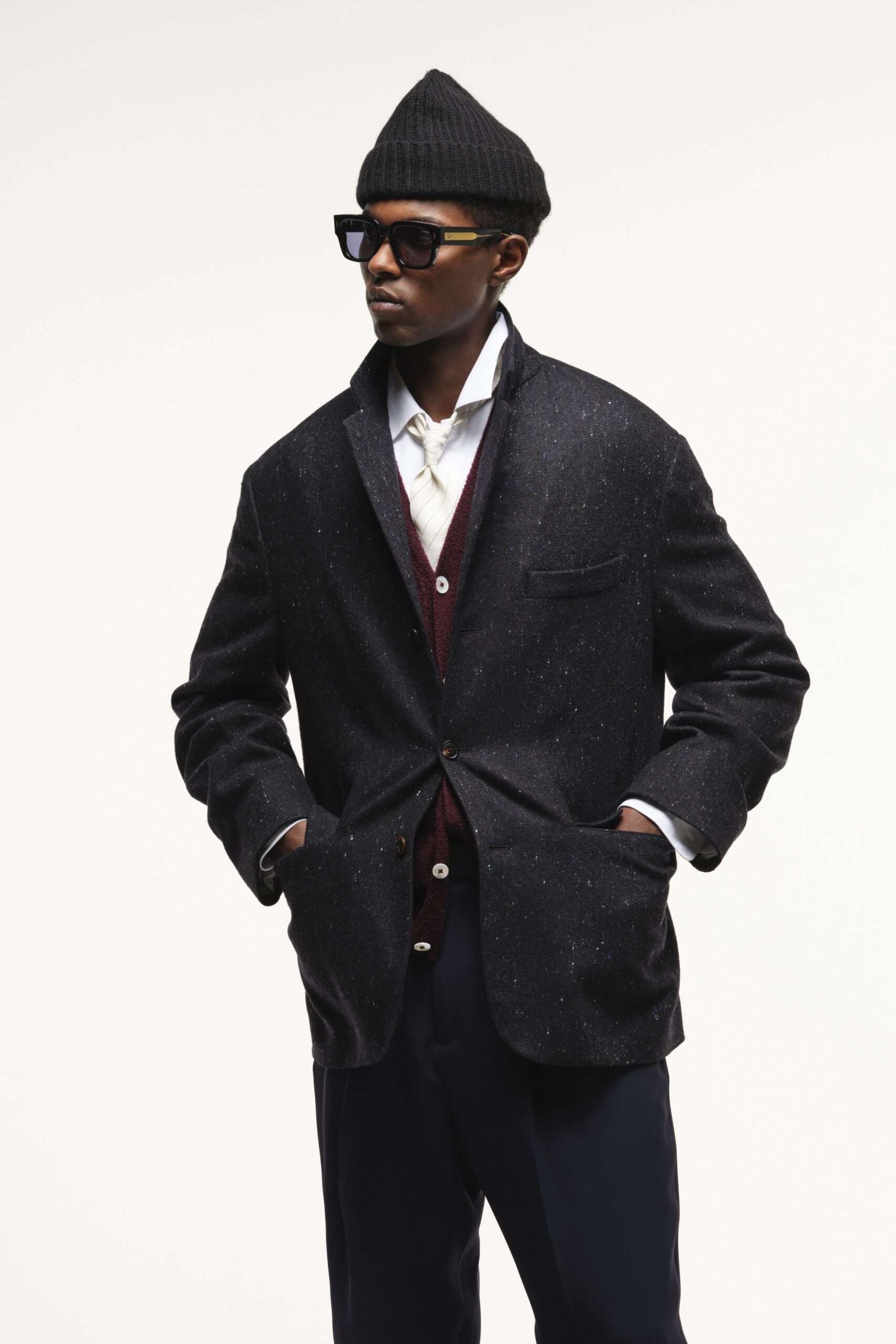 black wool blazer with vest