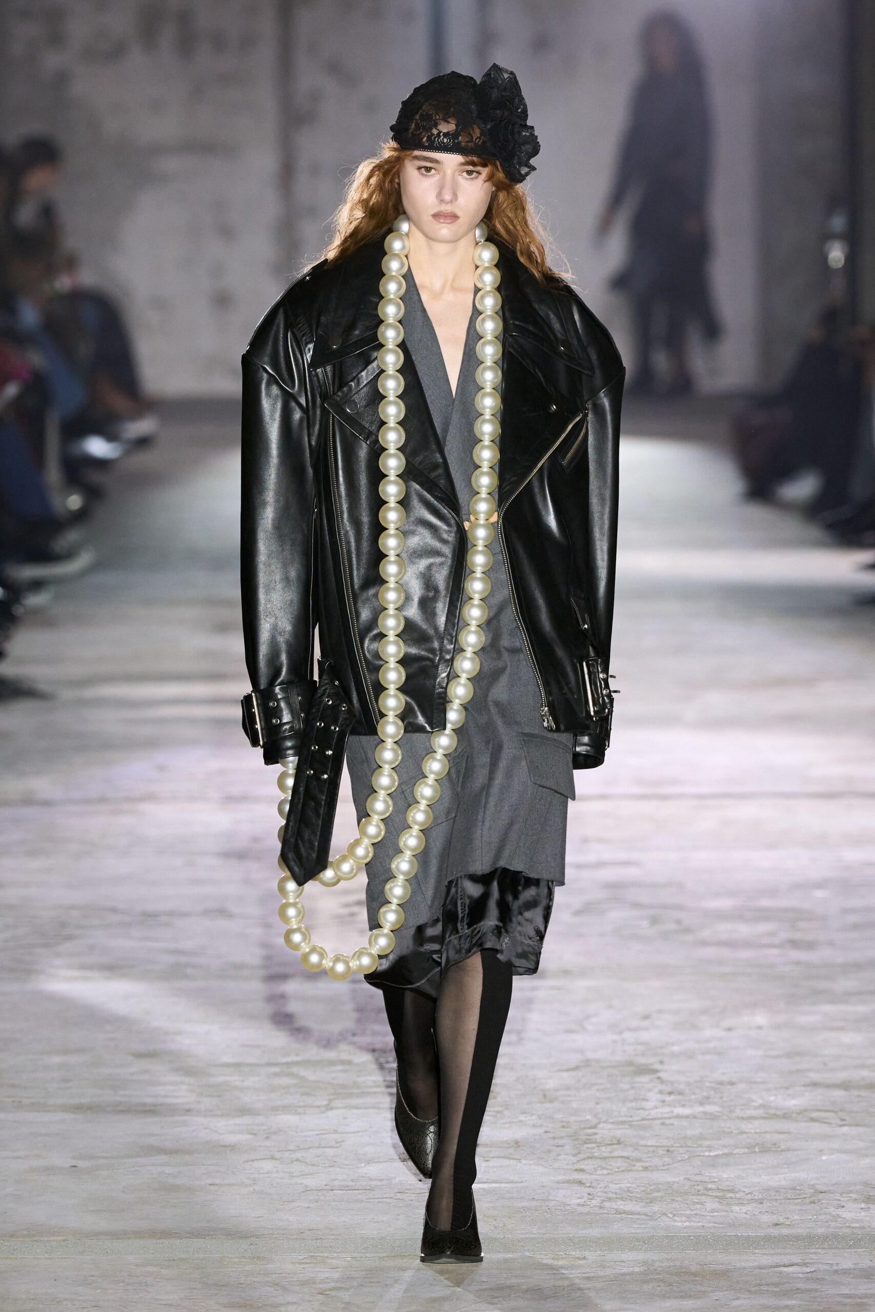 oversized black leather jacket