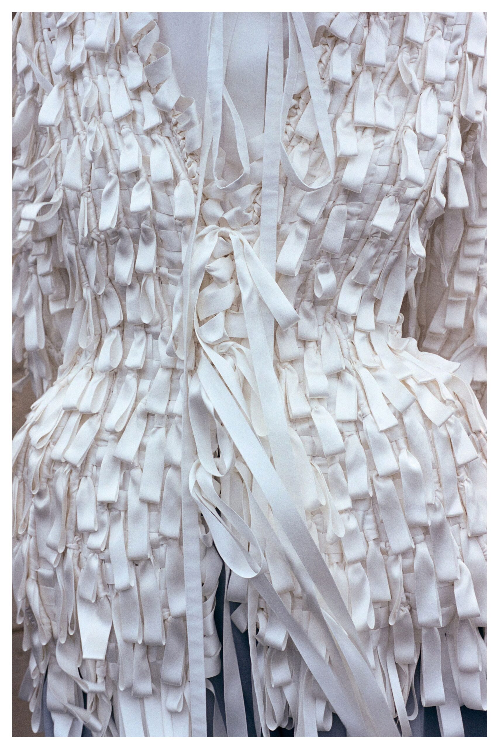 white silk ruffled dress