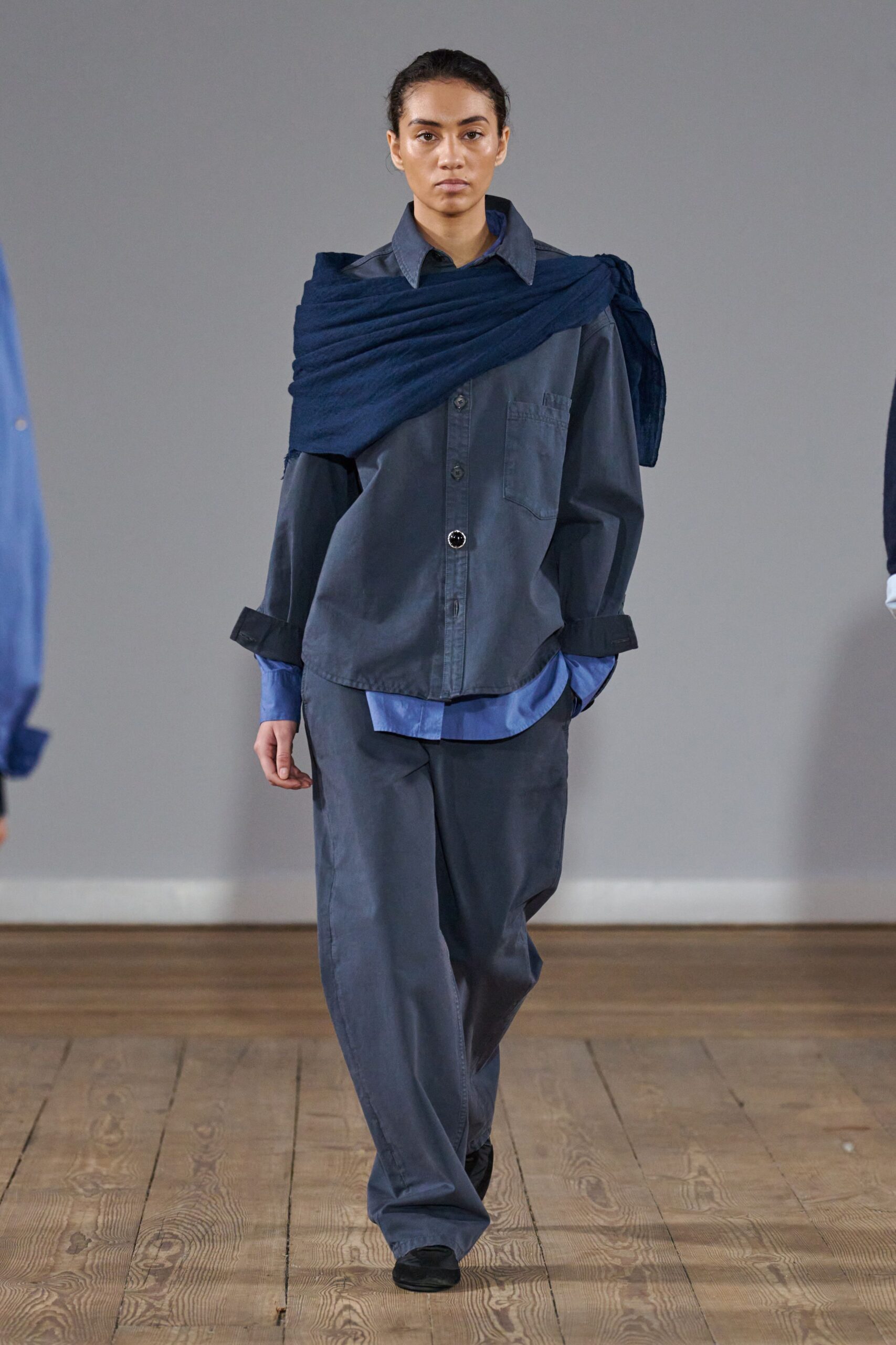 blue cotton sleeveless fitted sweater