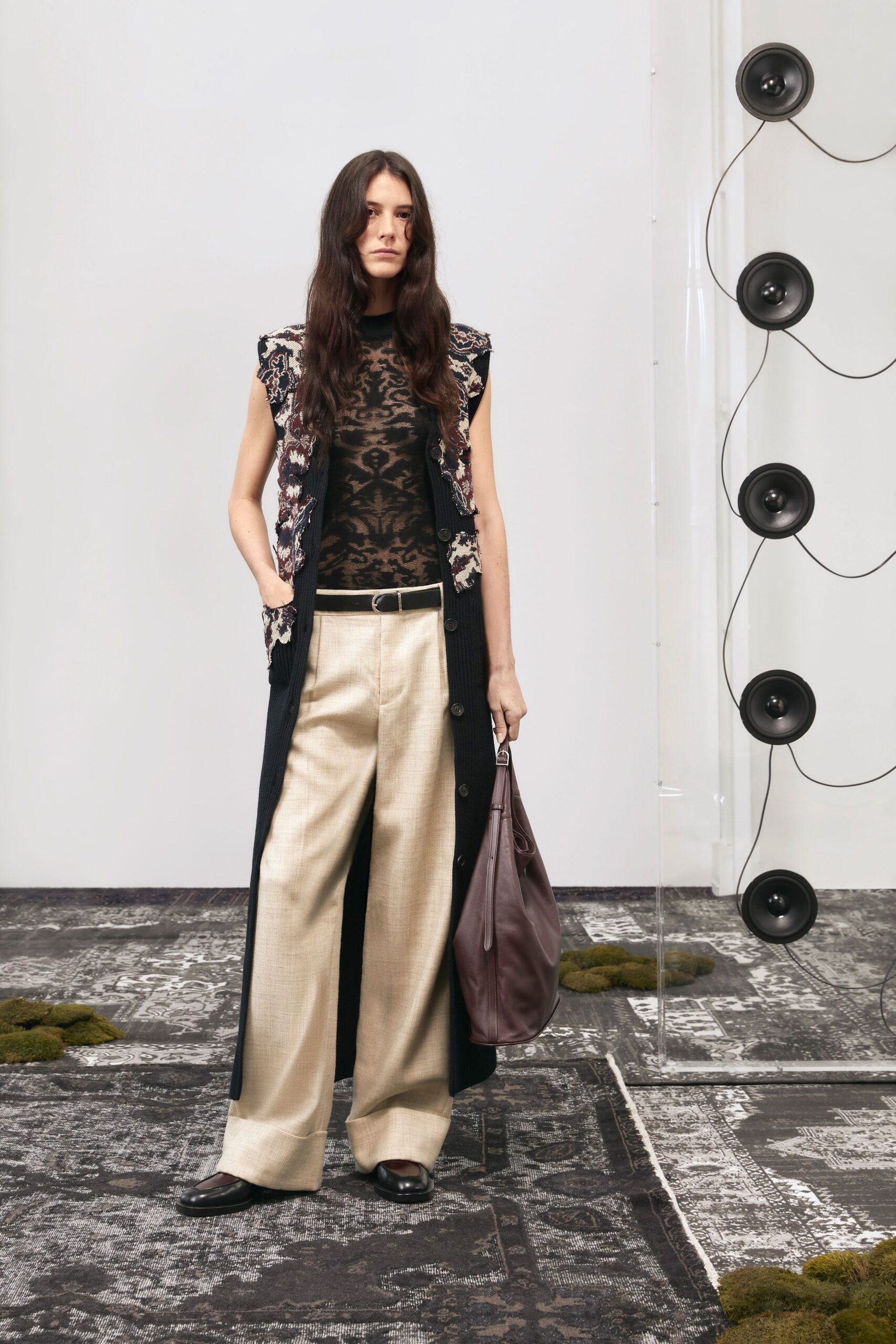 black embroidered vest with lace top