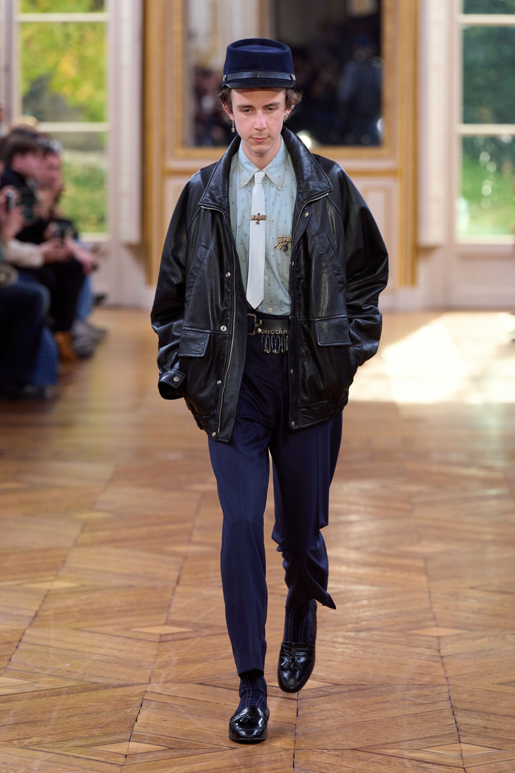 black leather oversized jacket with shirt