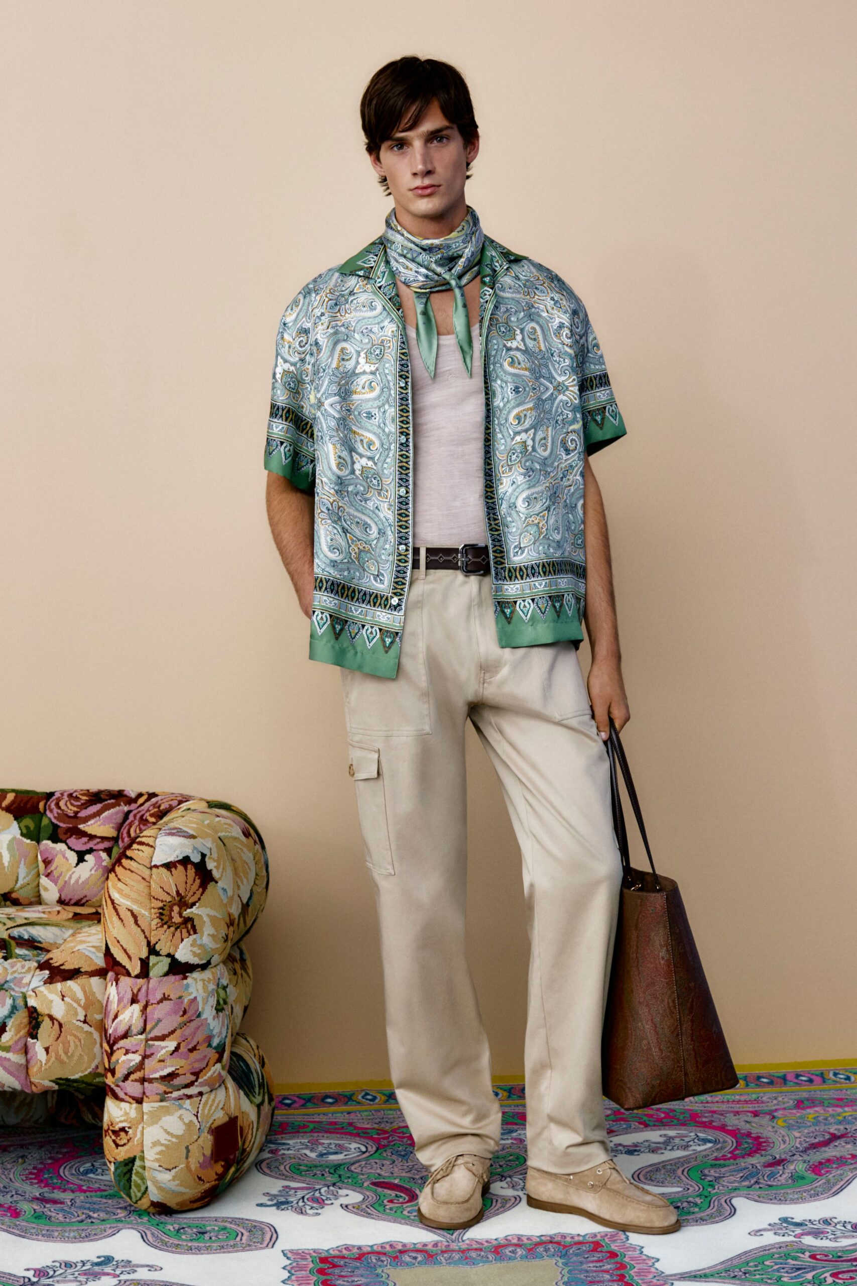 relaxed printed shirt with cargo pants
