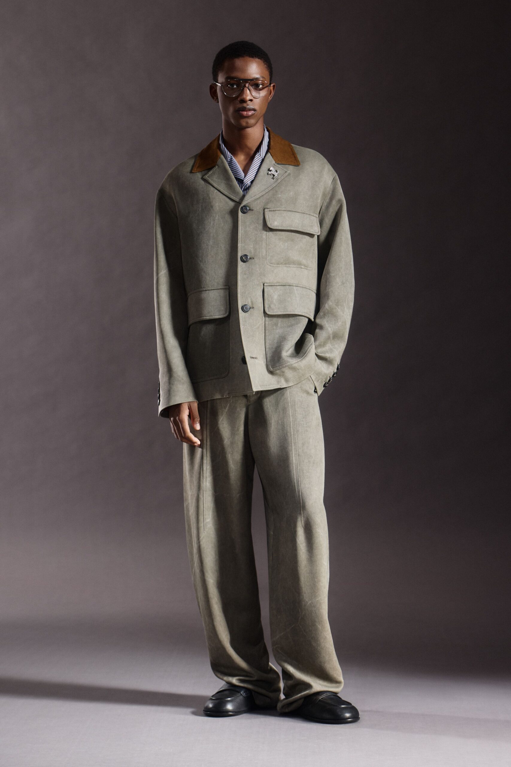 gray relaxed jacket and pants