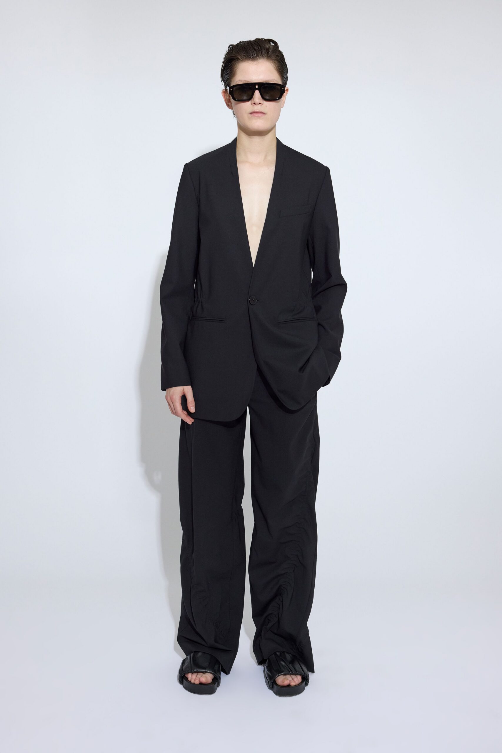 black relaxed blazer and pants
