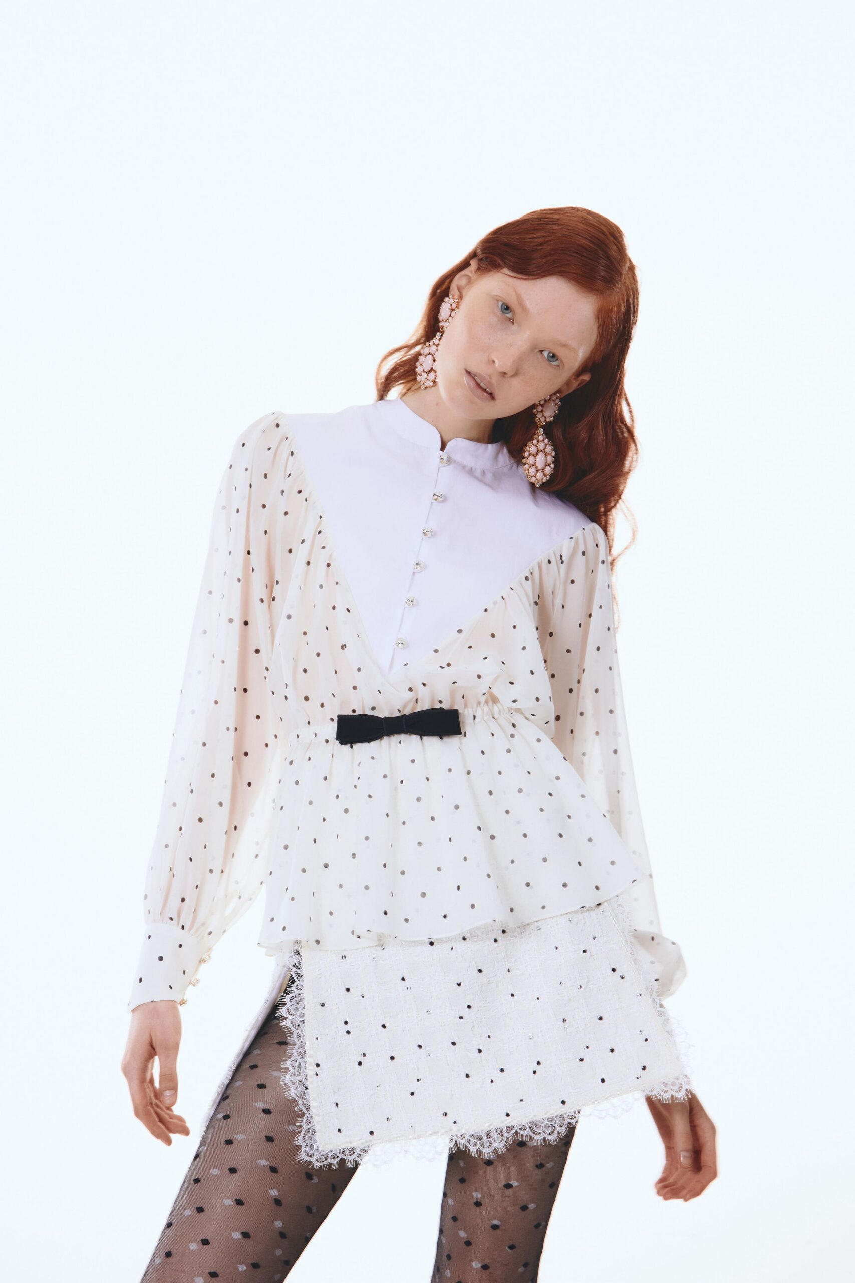white blouse with black skirt