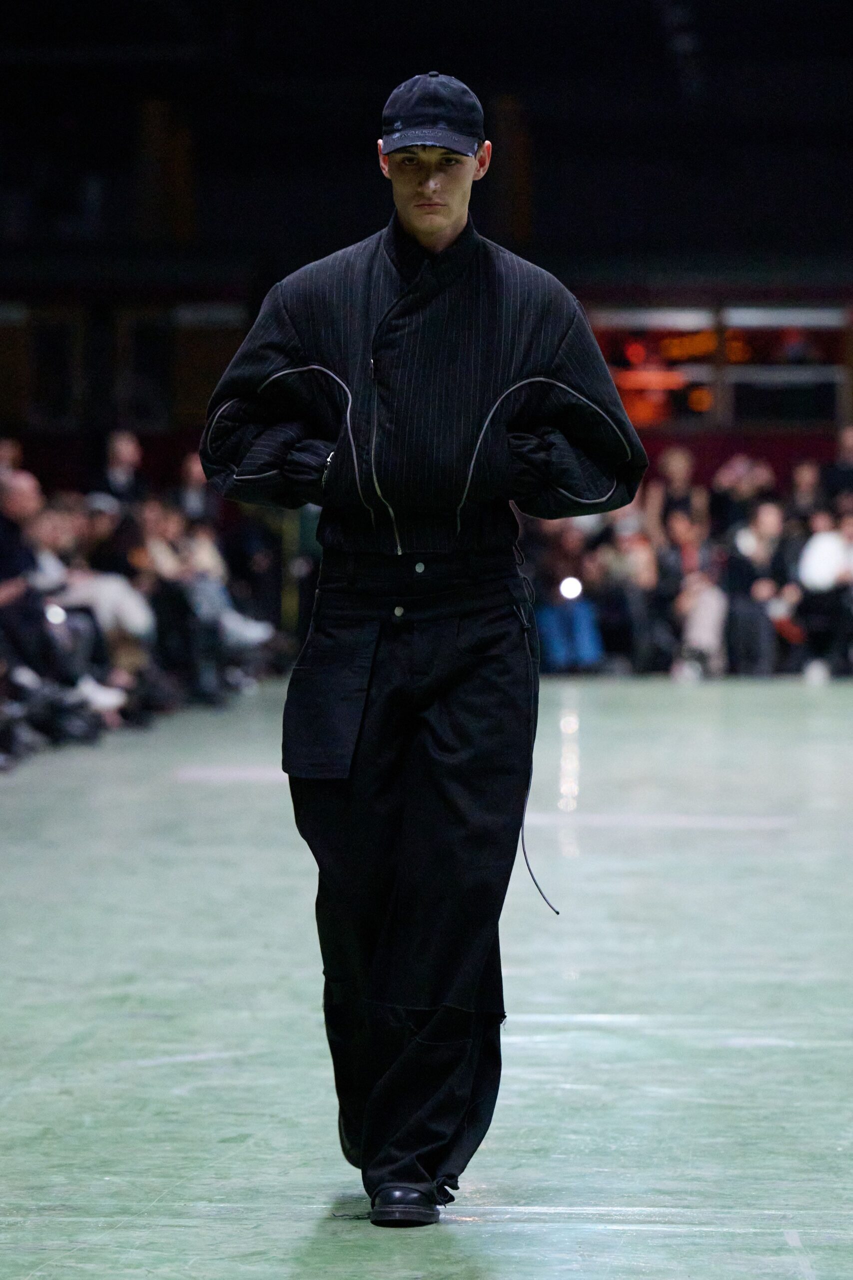 black oversized jacket and pants