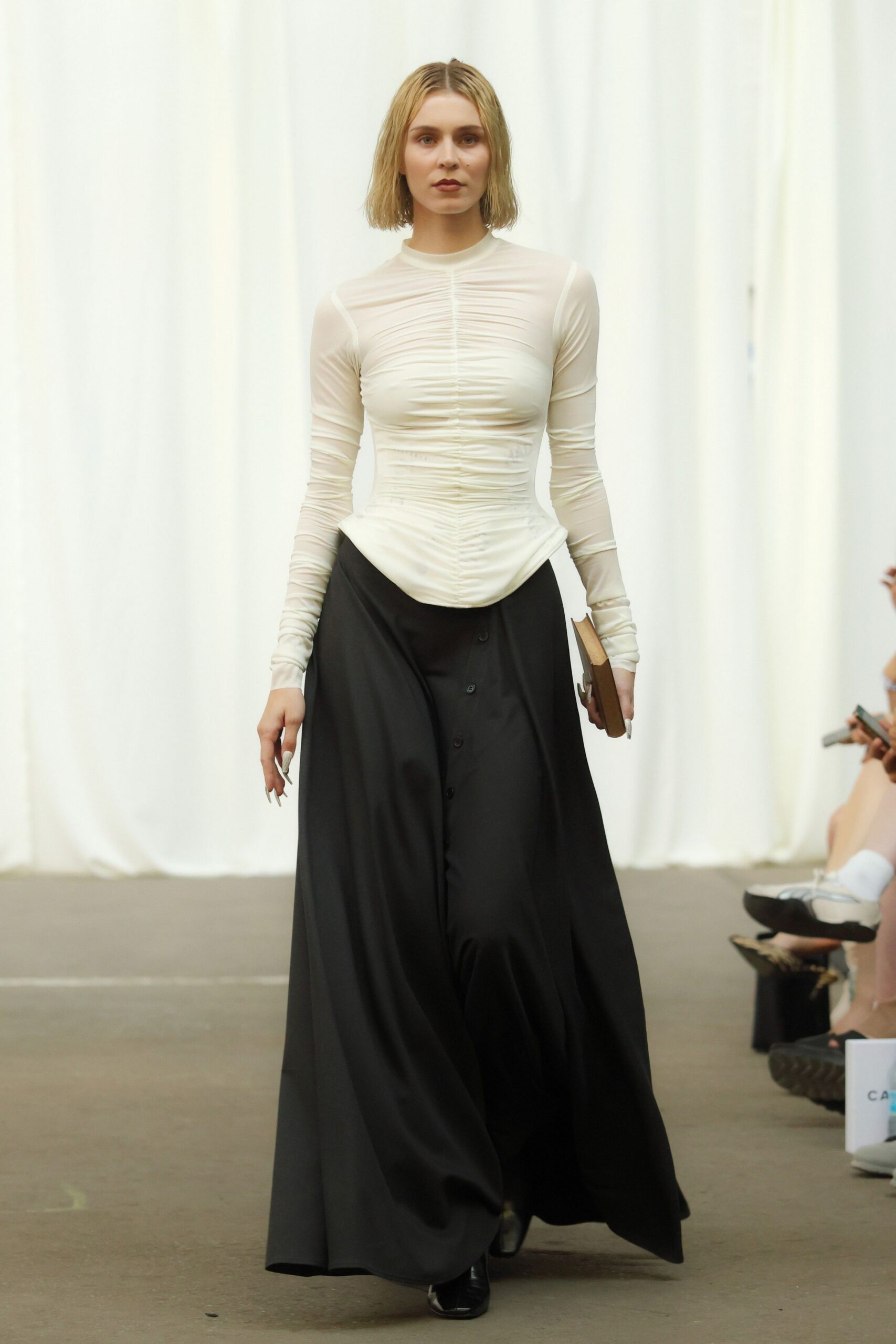 black satin relaxed buttoned a-line midi skirt