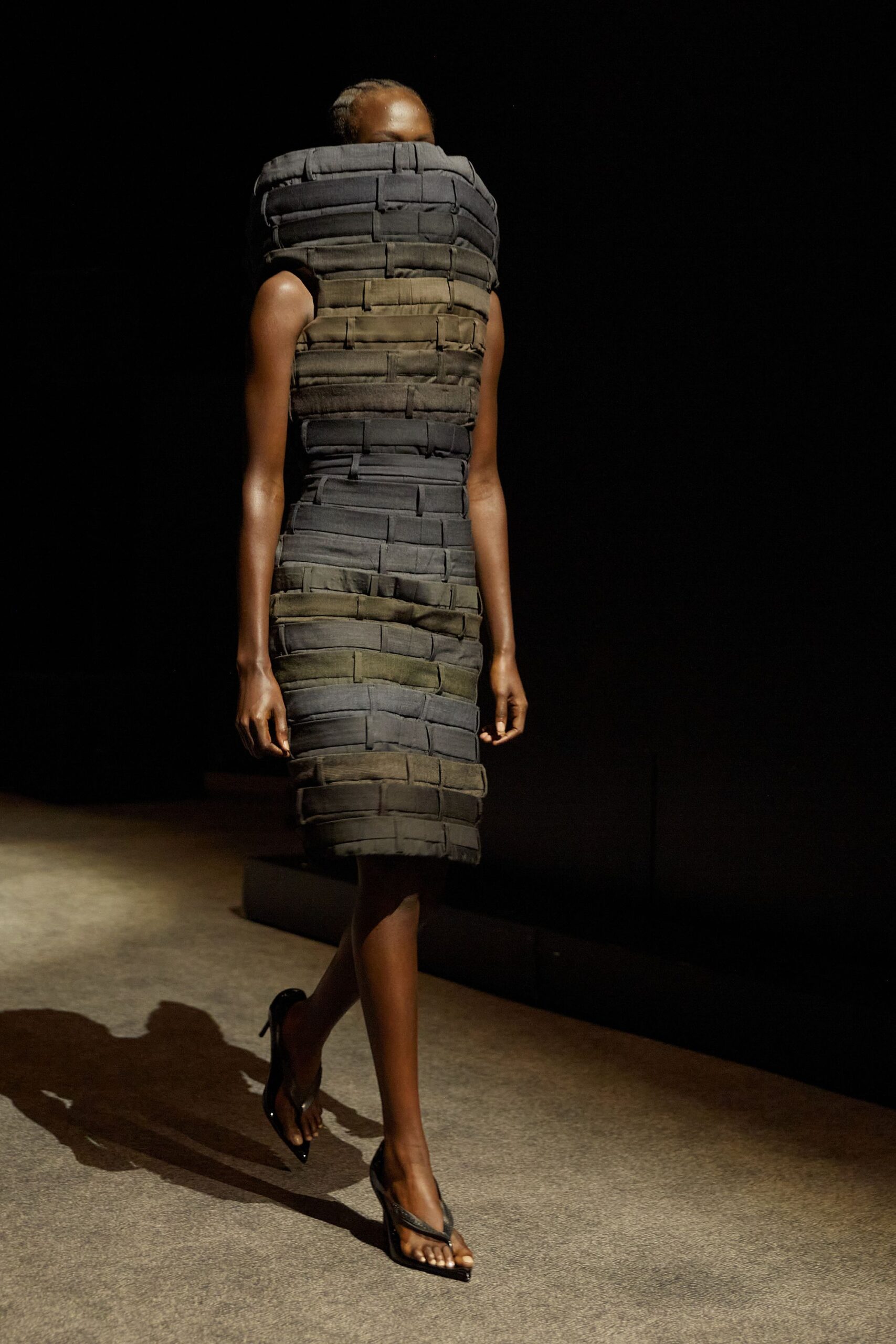 layered black midi dress with sandals