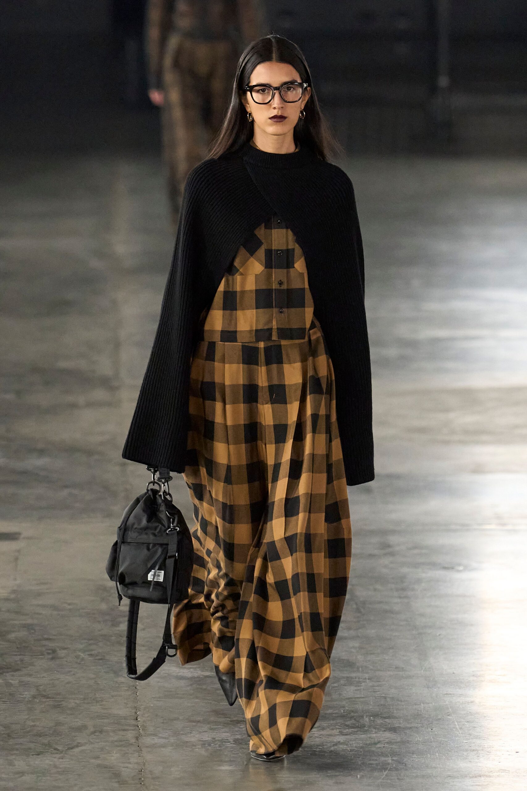 black knit oversized cape