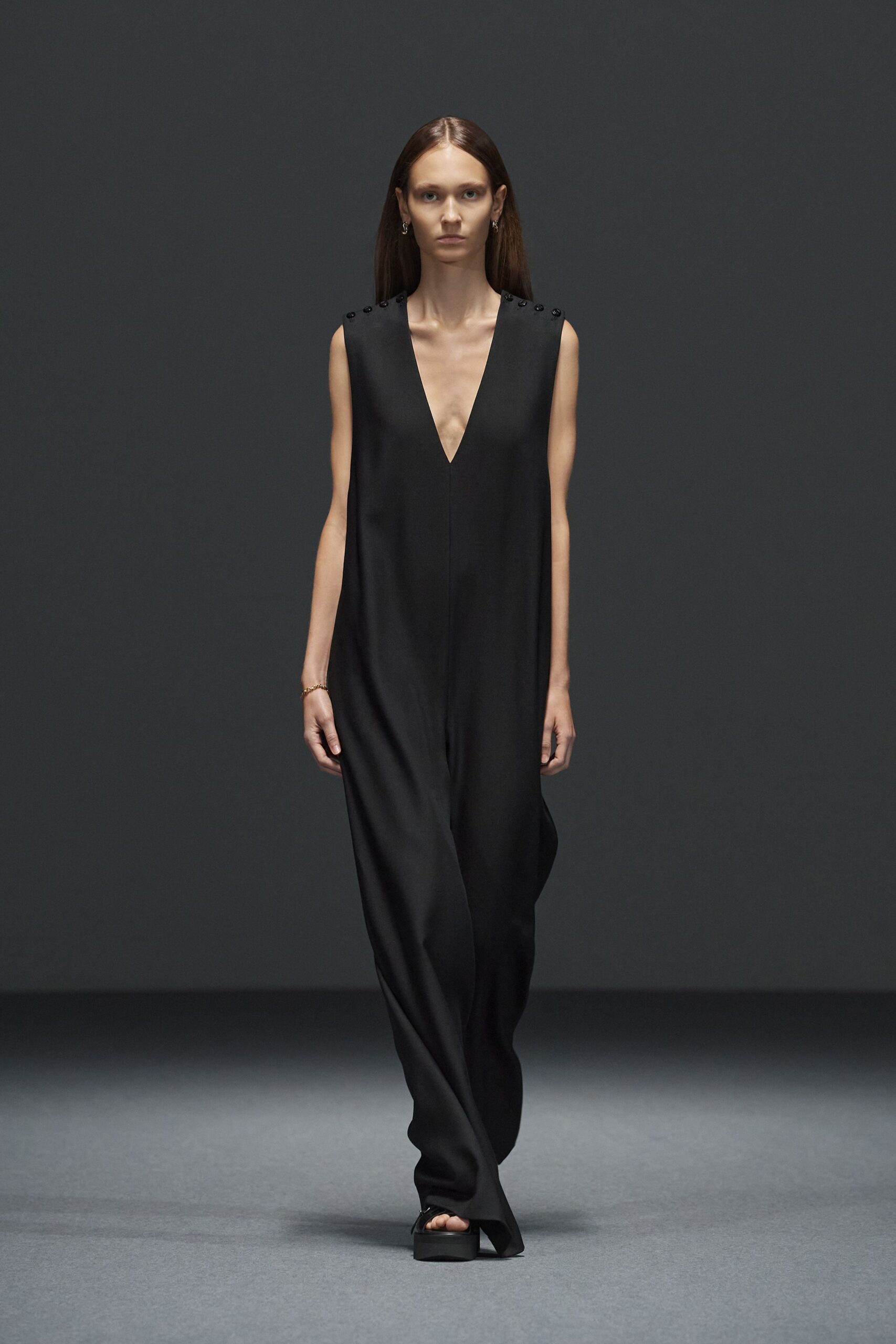 black silk sleeveless jumpsuit