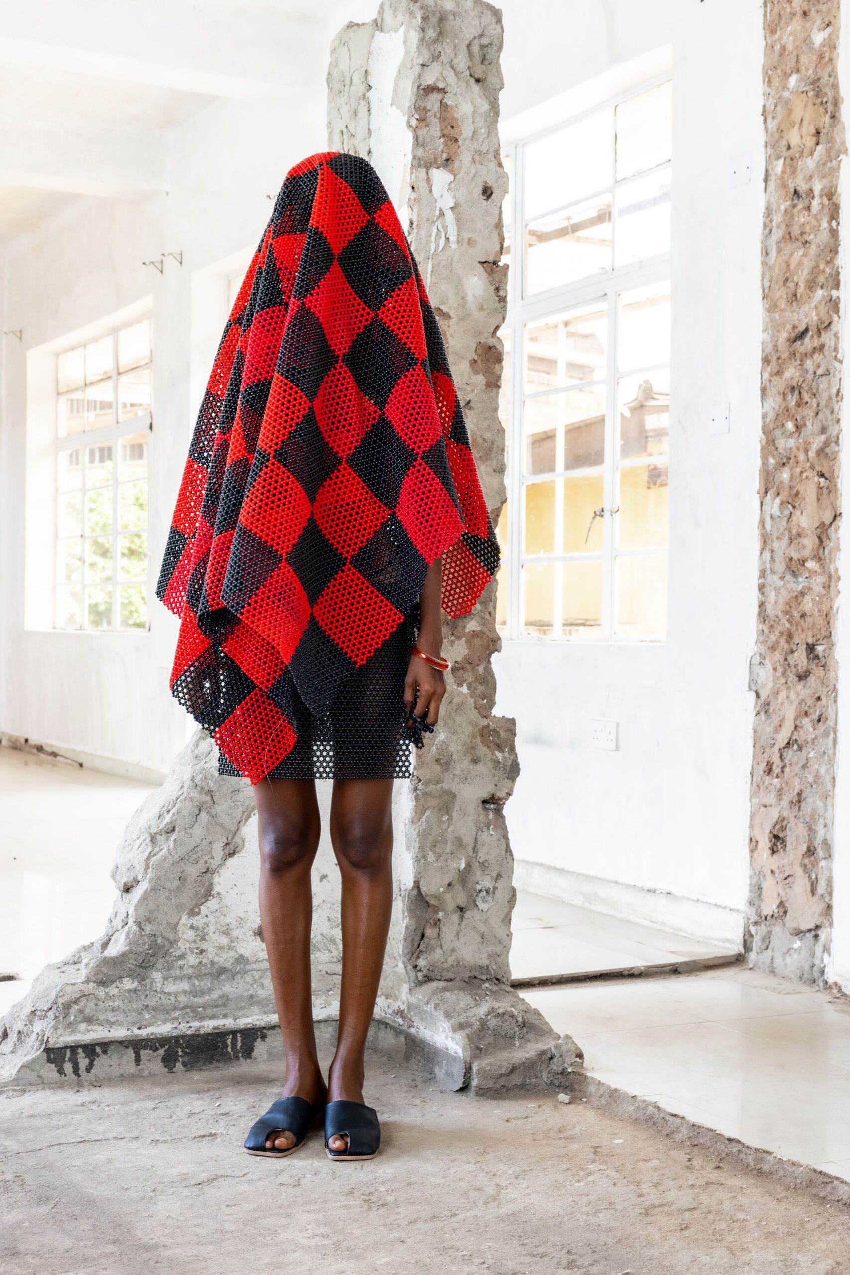 red and black checked dress
