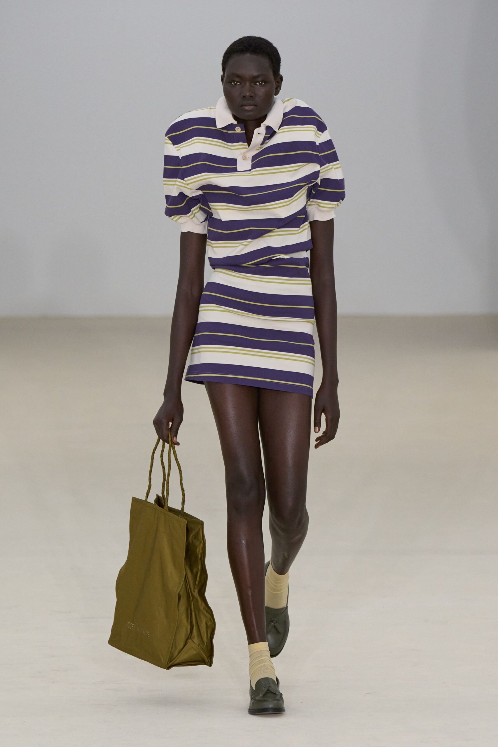 striped mini-dress with bag