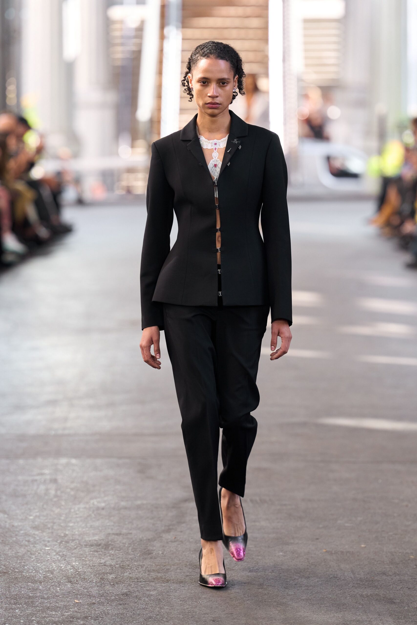 black tailored blazer and pants