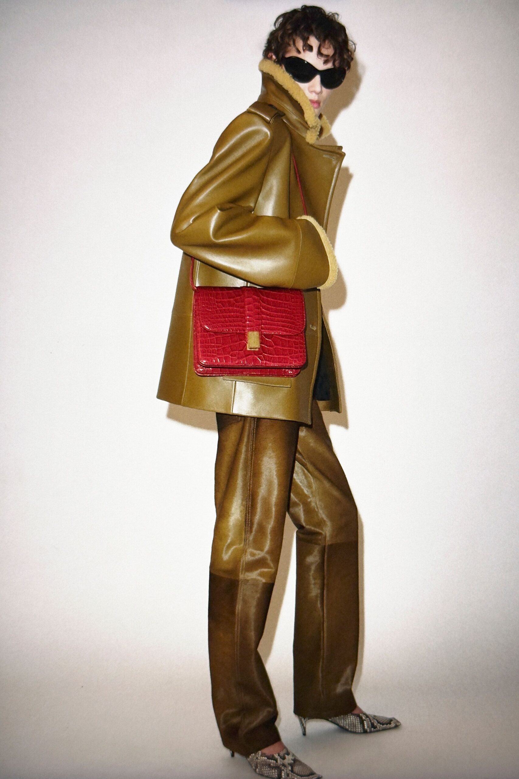 red leather zippered bag