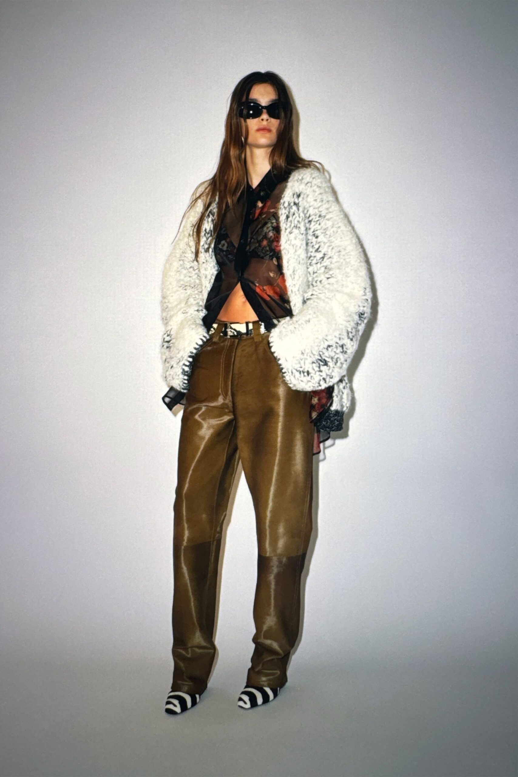 oversized white fur coat