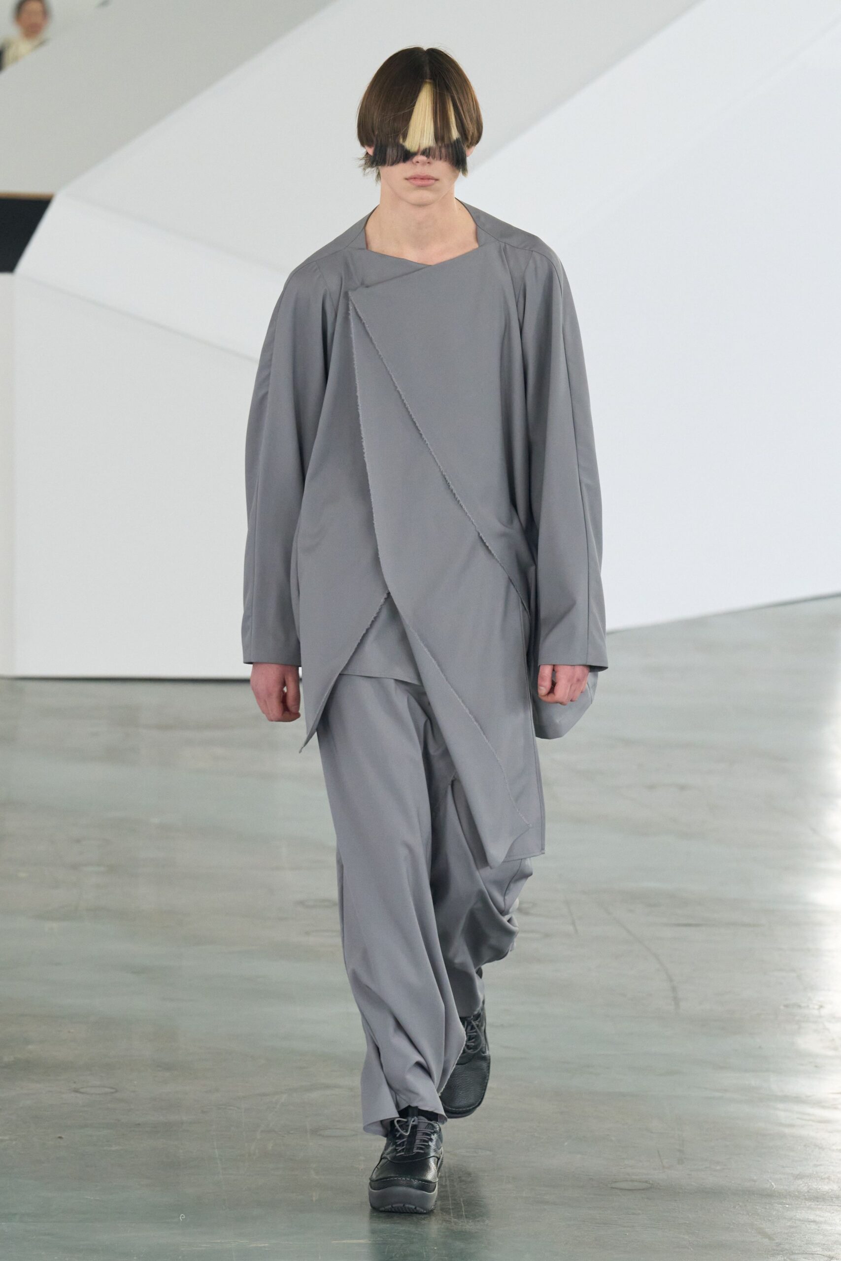 gray relaxed jacket and pants