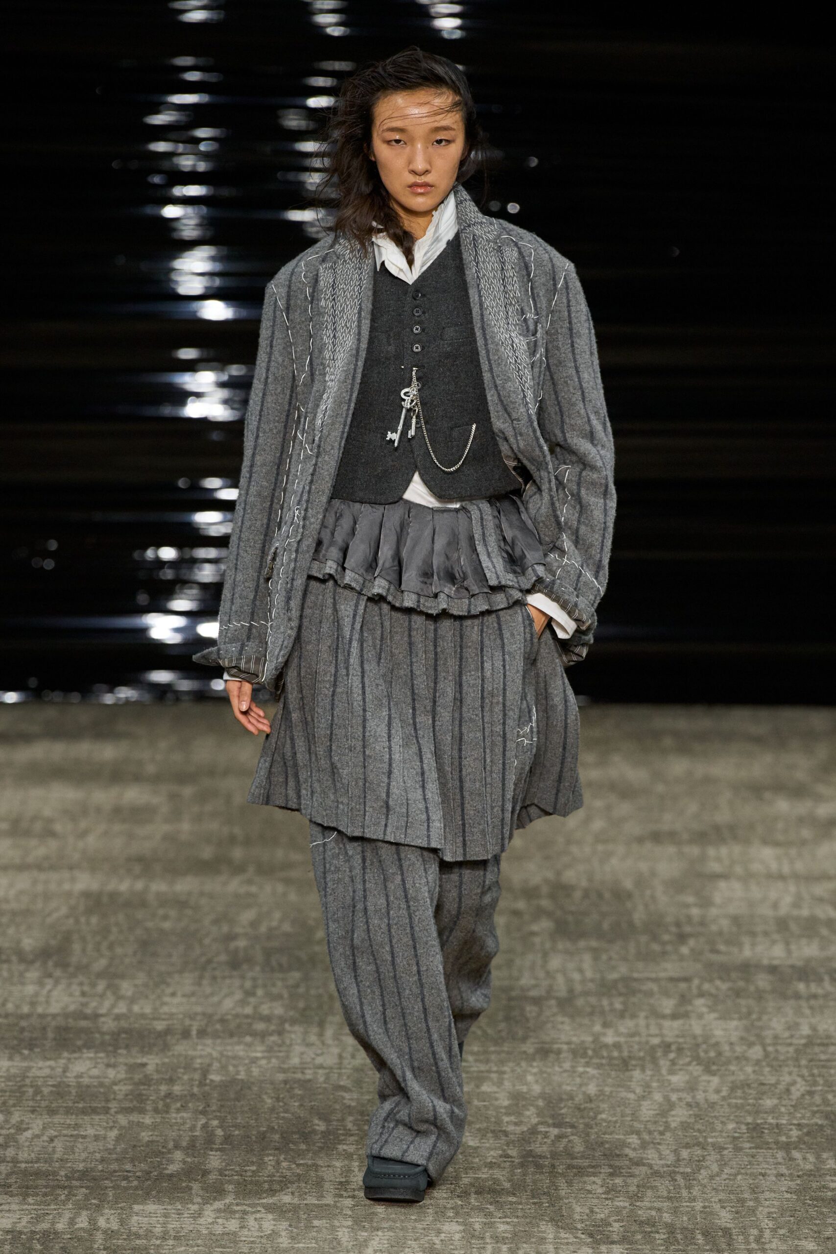 gray wool jacket and vest