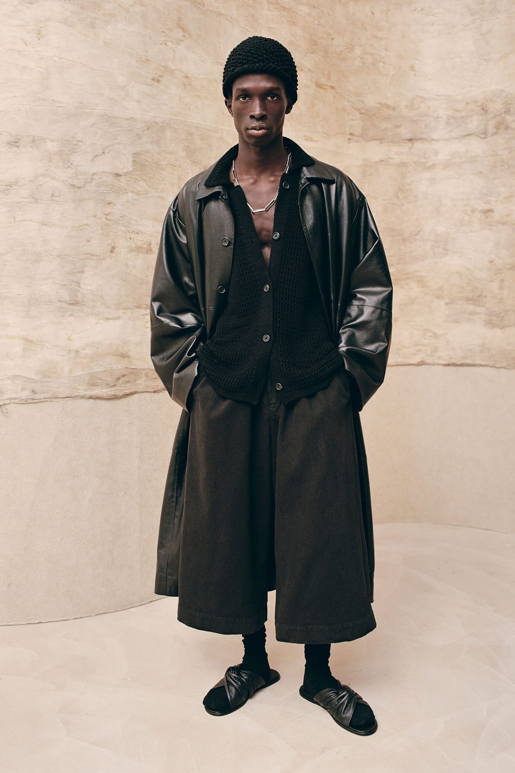 black leather coat with vest