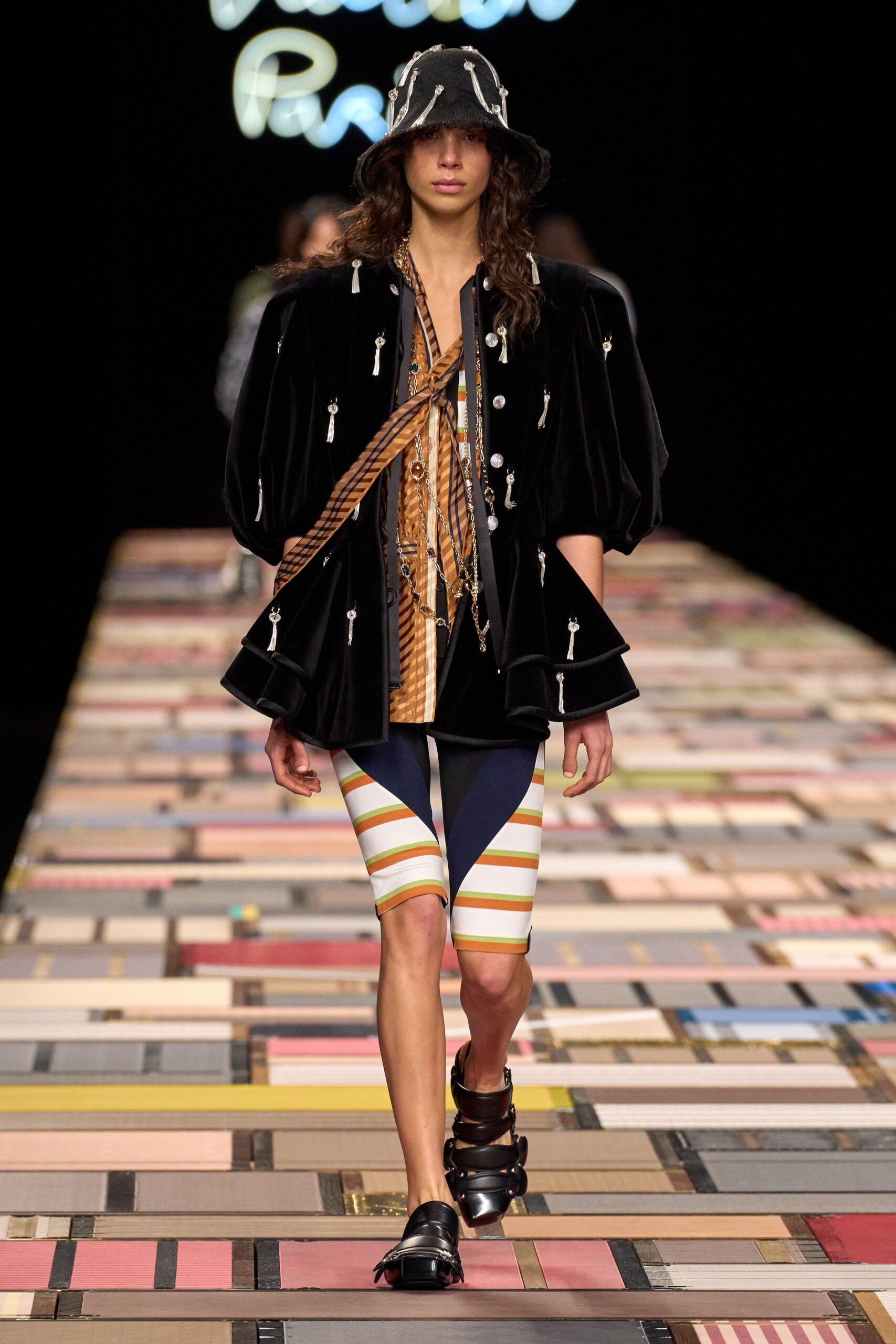 black velvet short-sleeve collared relaxed embroidered jacket