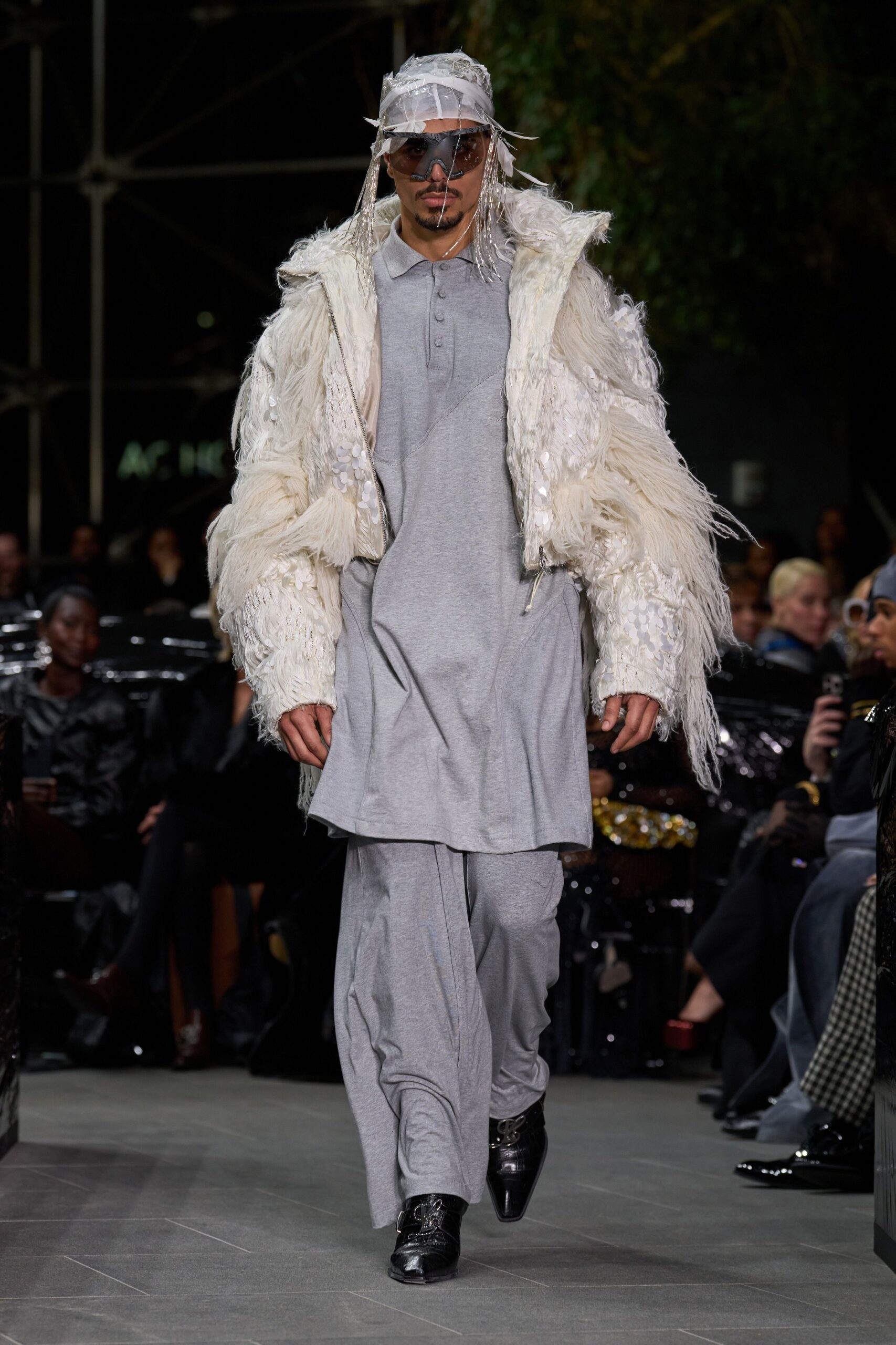 white fur oversized fringed jacket