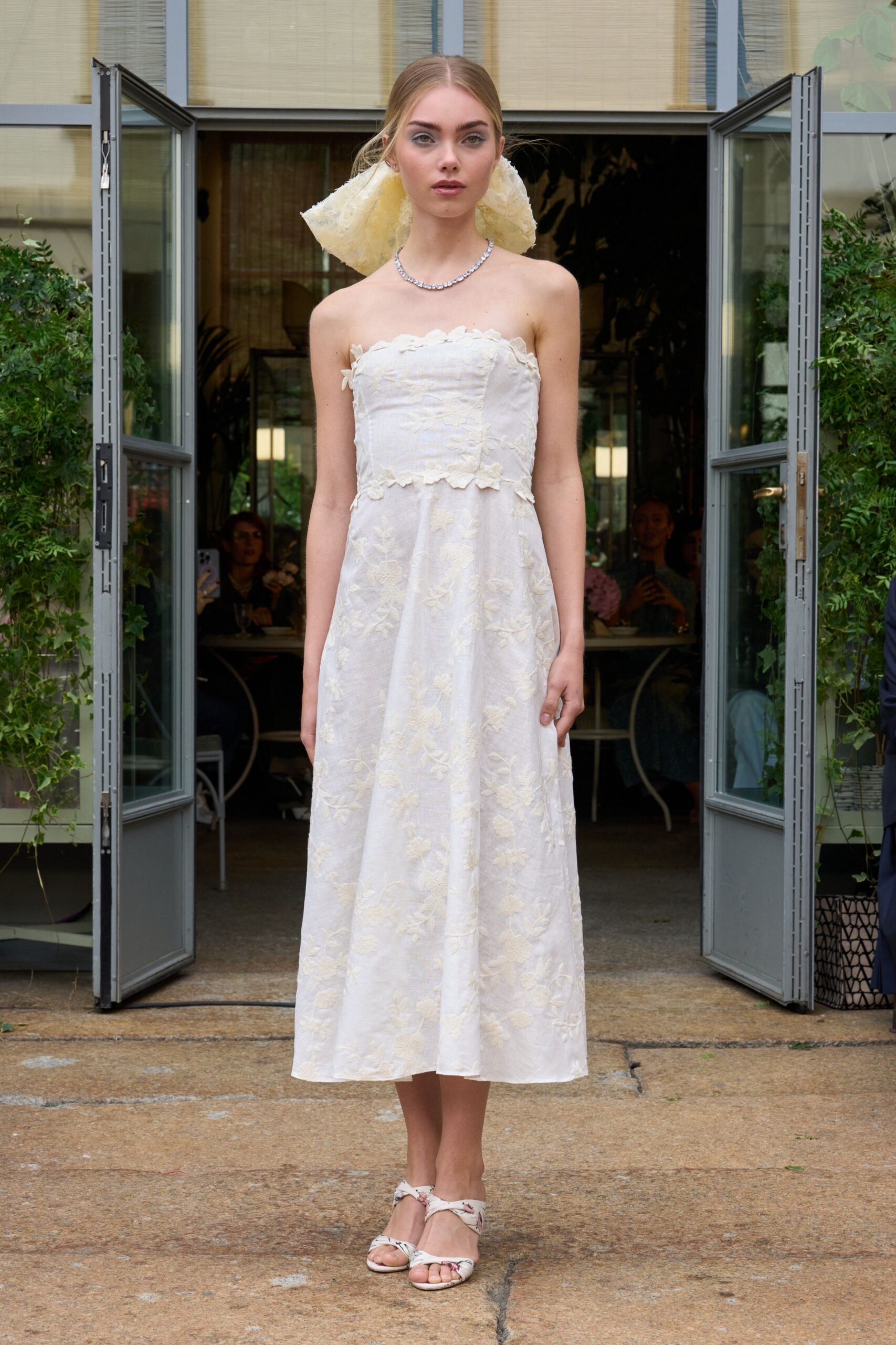 white embroidered midi dress