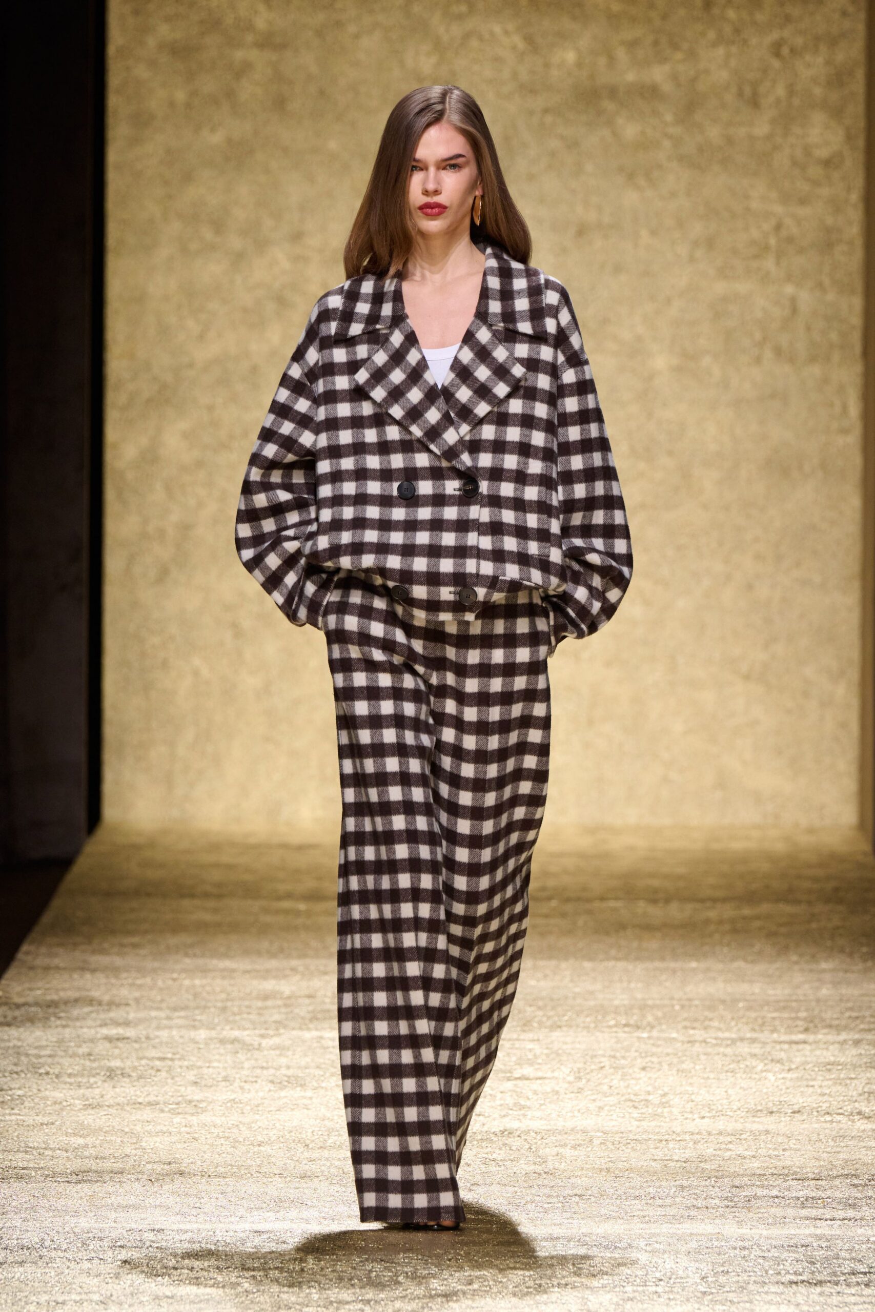 oversized checked blazer and relaxed pants