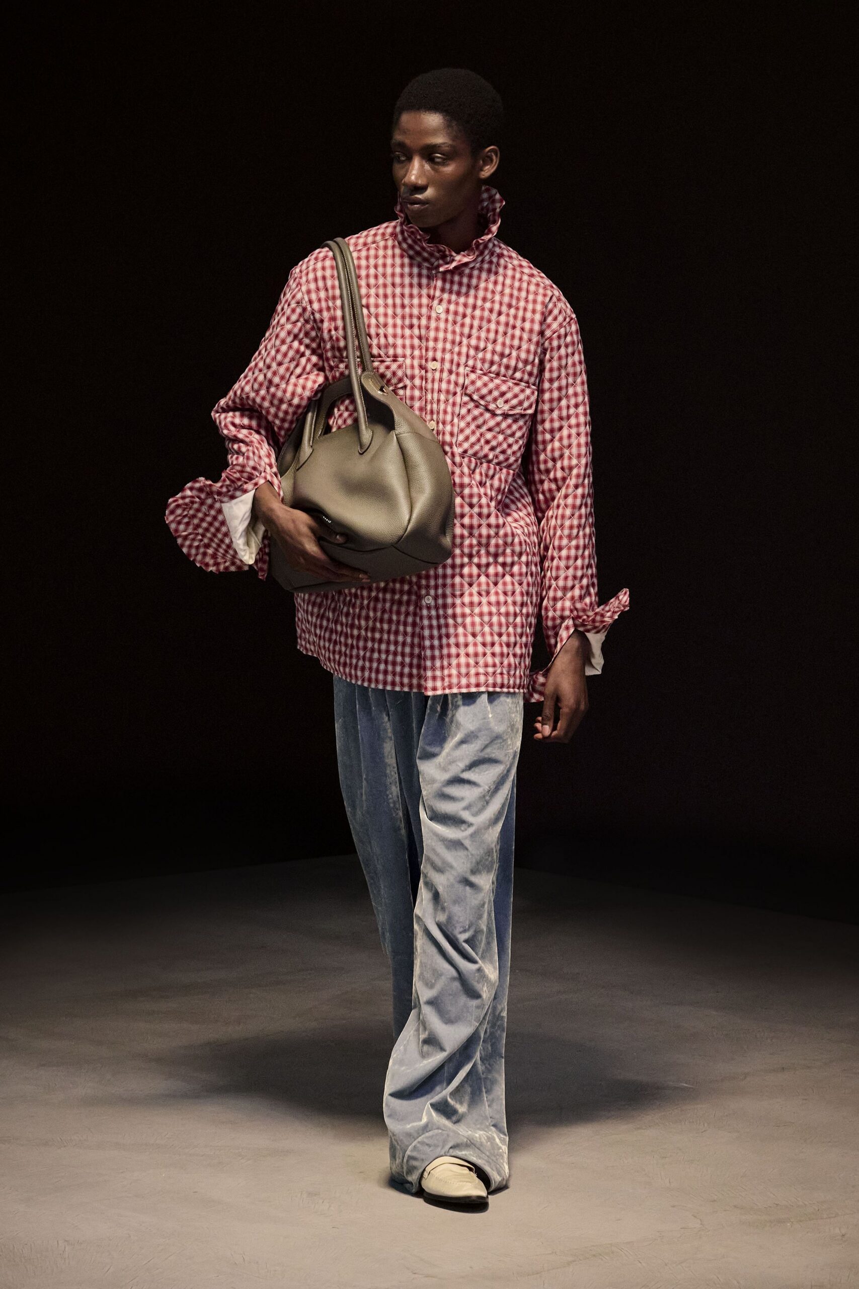 blue denim relaxed straight-leg pants