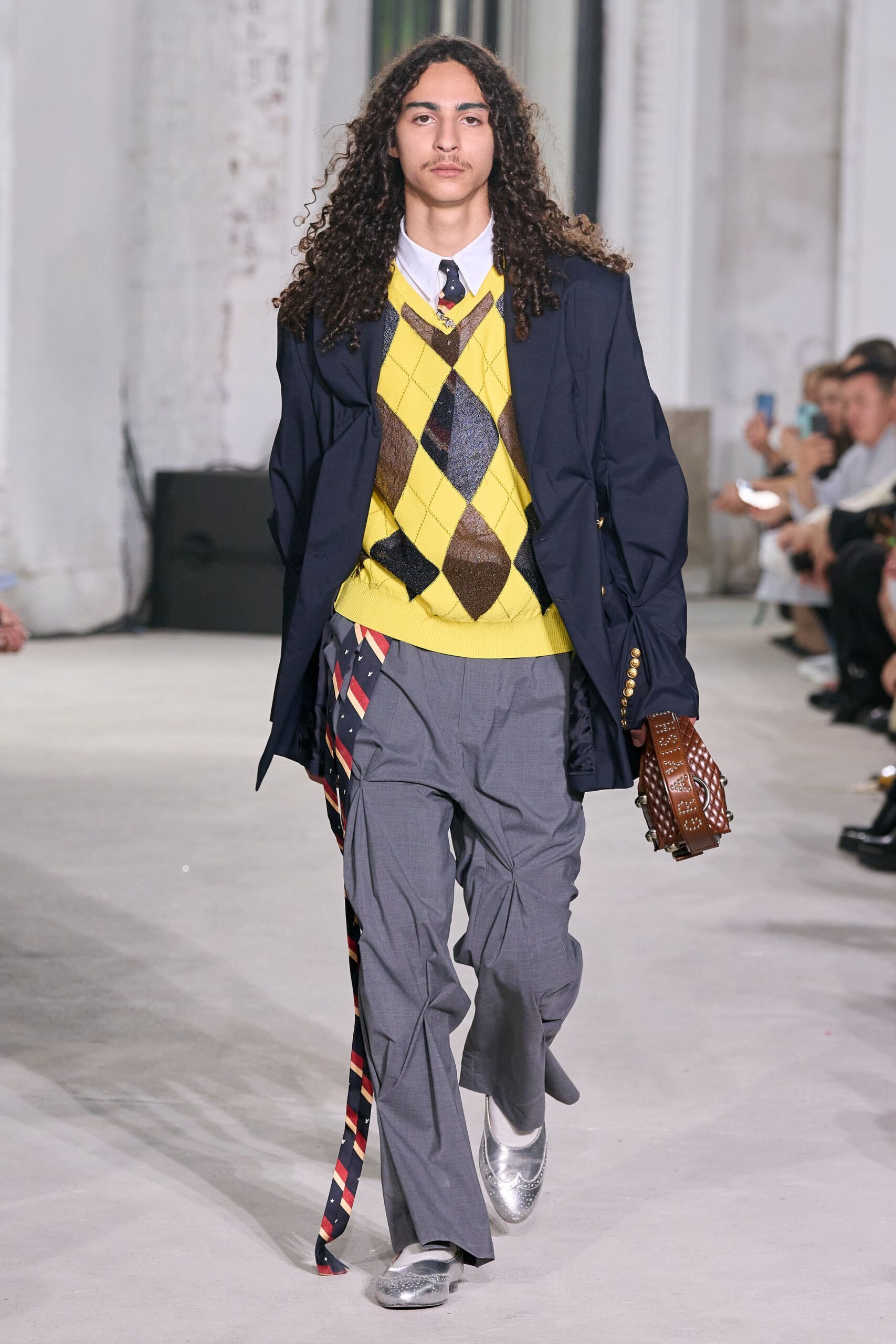 navy blazer yellow argyle sweater
