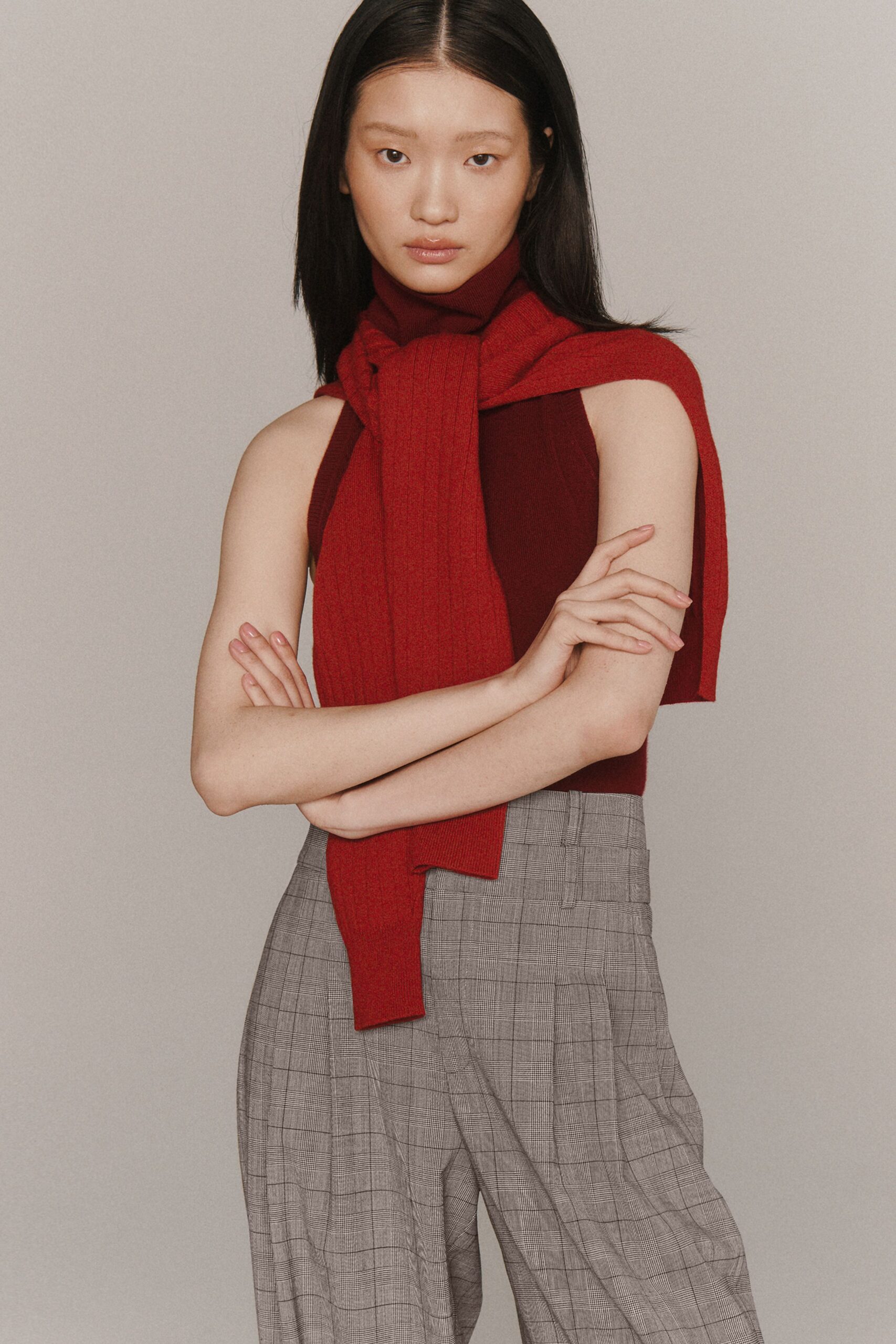 red wool scarf