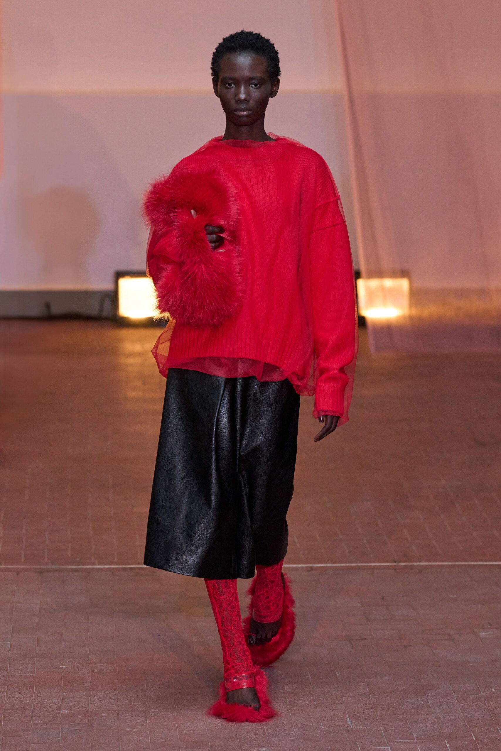 red fur bag