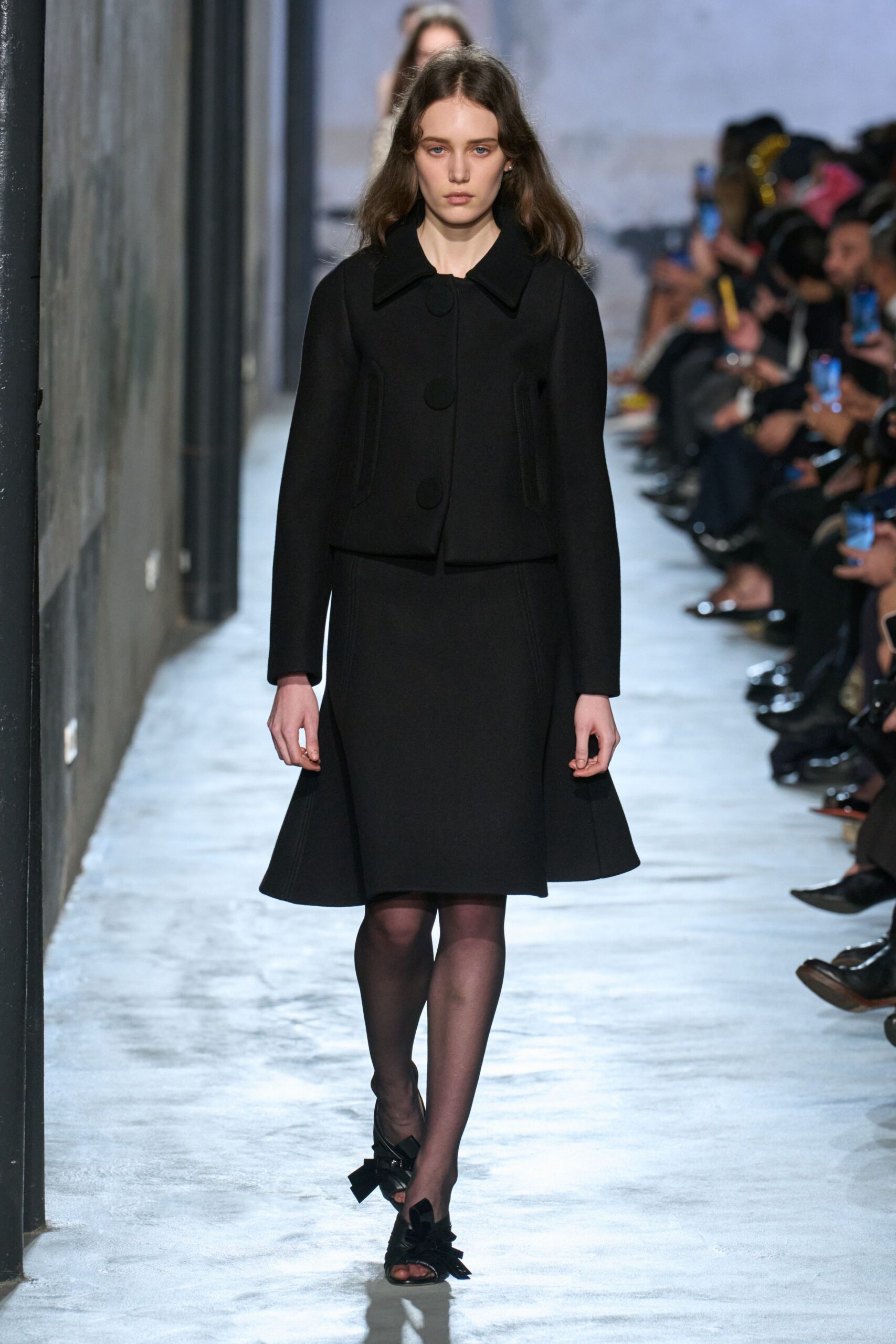 black wool jacket and skirt