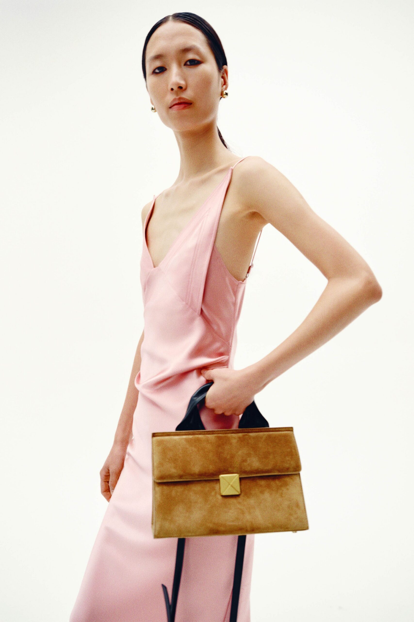 brown suede bag