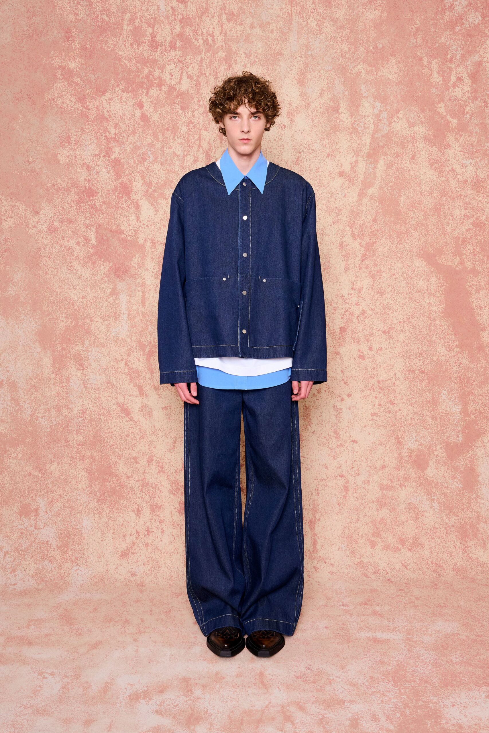 blue denim jacket and pants